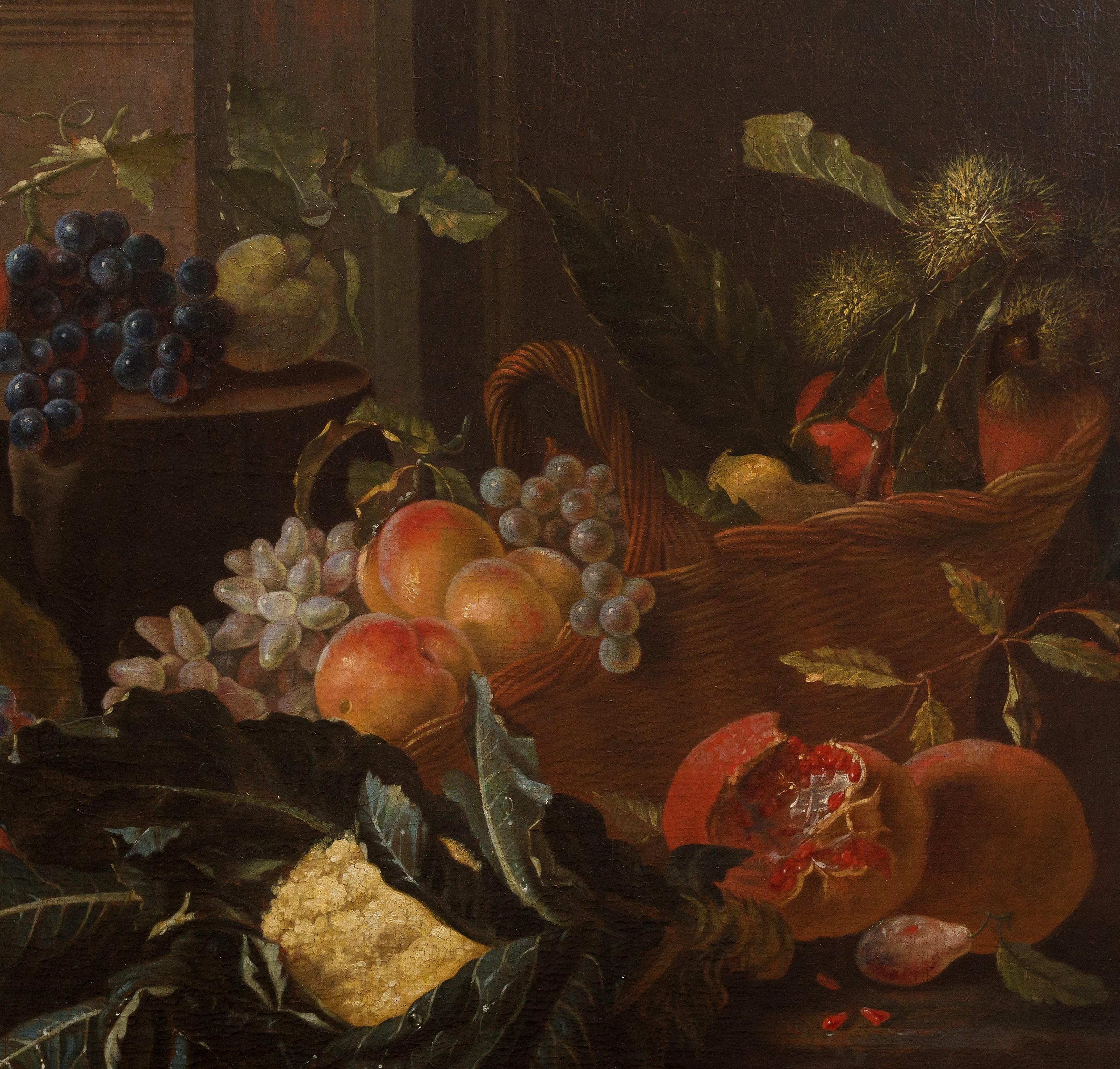 Baroque 18th Century, Italian Oil on Canvas Still Life by Pietro Navarra For Sale
