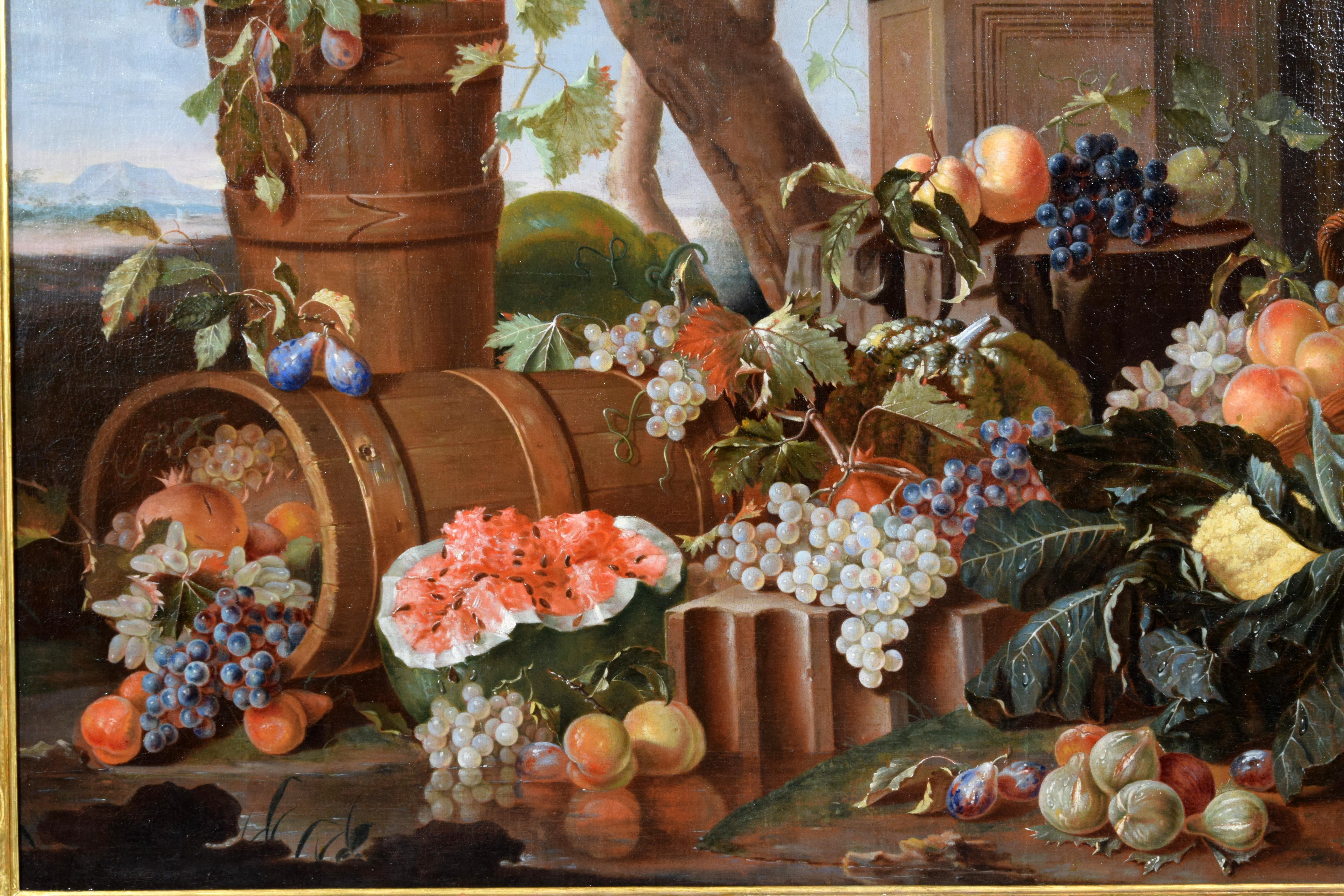 Peint à la main XVIIIe siècle, Huile italienne sur toile Nature morte de Pietro Navarra en vente