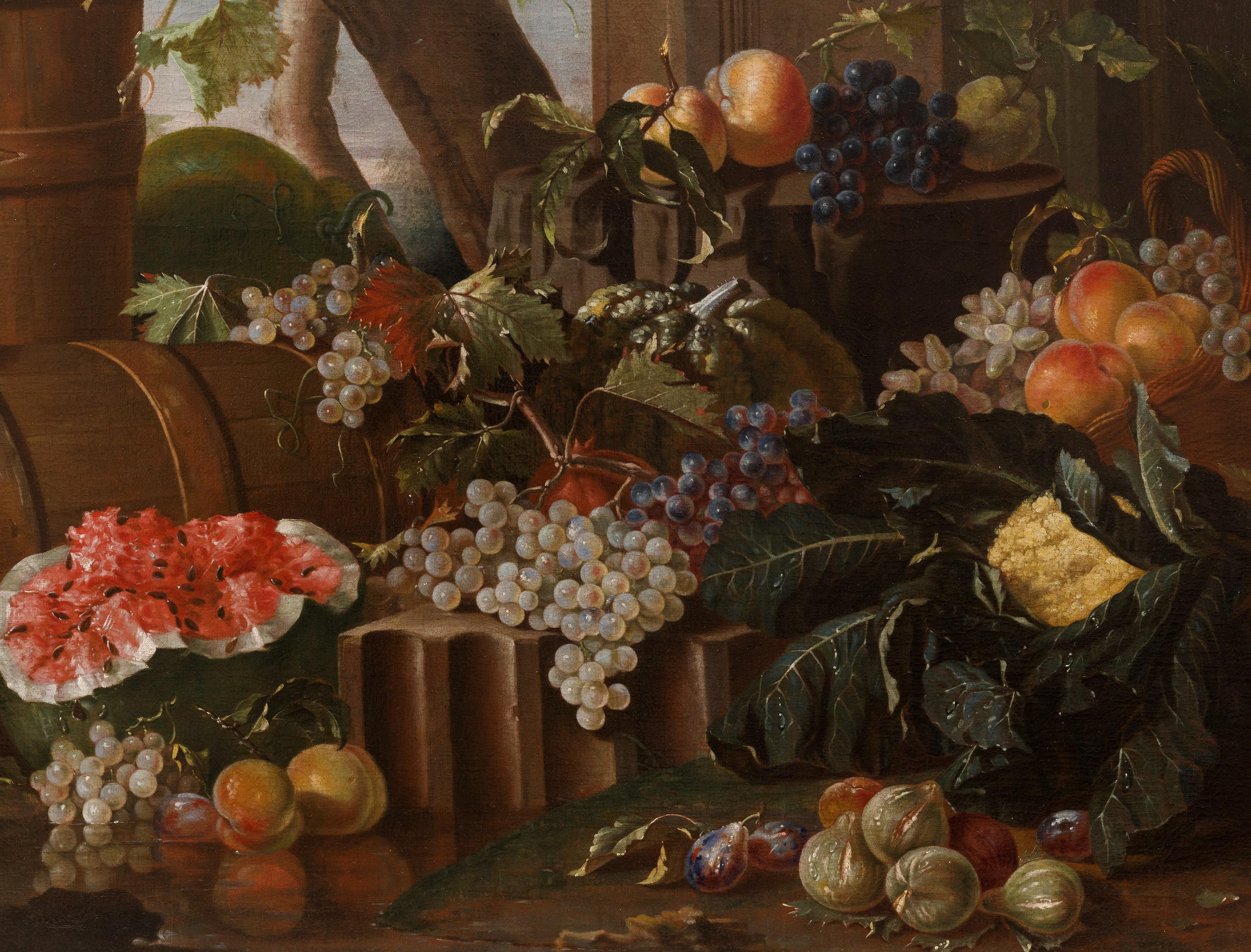Hand-Painted 18th Century, Italian Oil on Canvas Still Life by Pietro Navarra For Sale