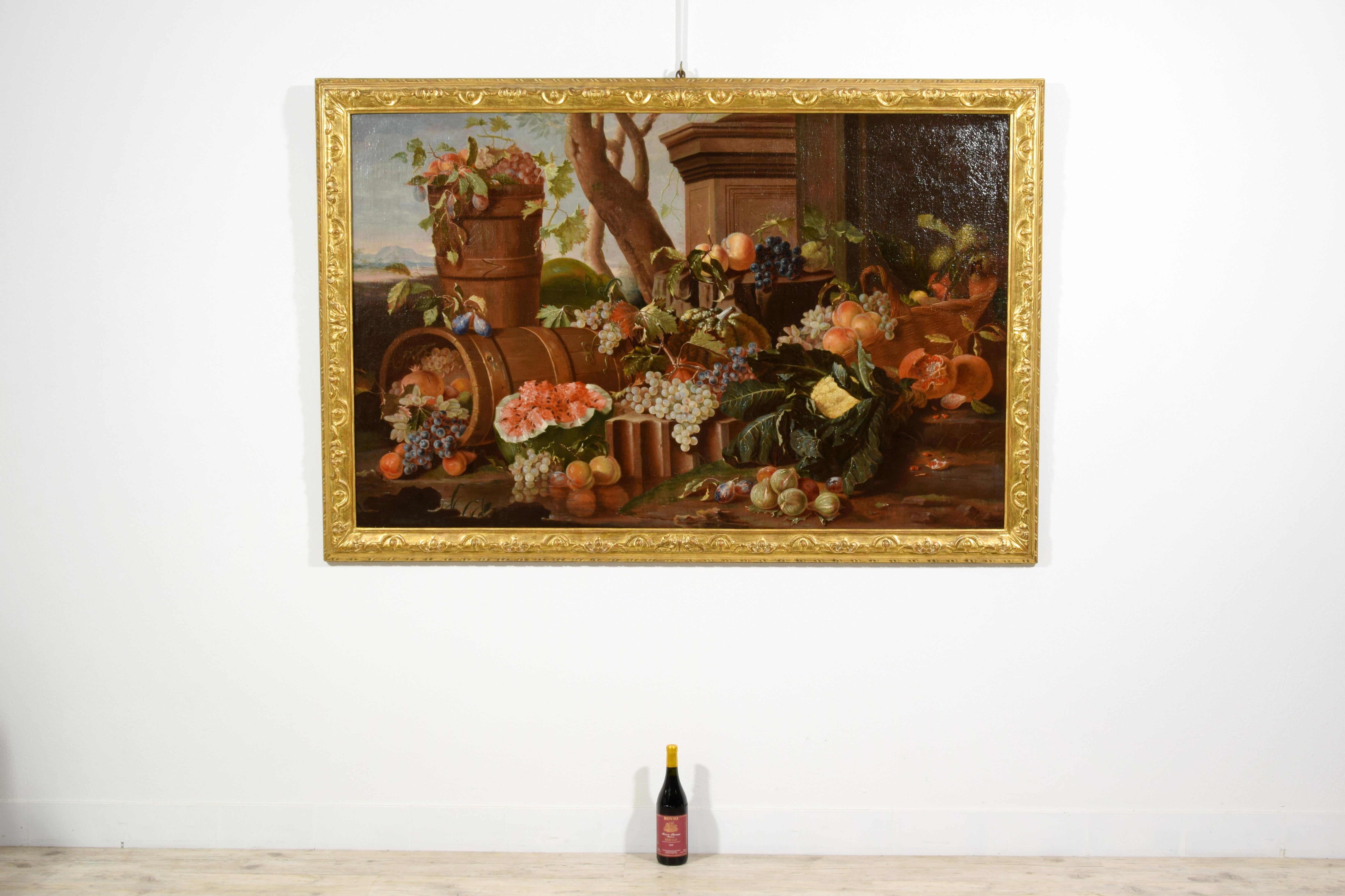 Toile XVIIIe siècle, Huile italienne sur toile Nature morte de Pietro Navarra en vente