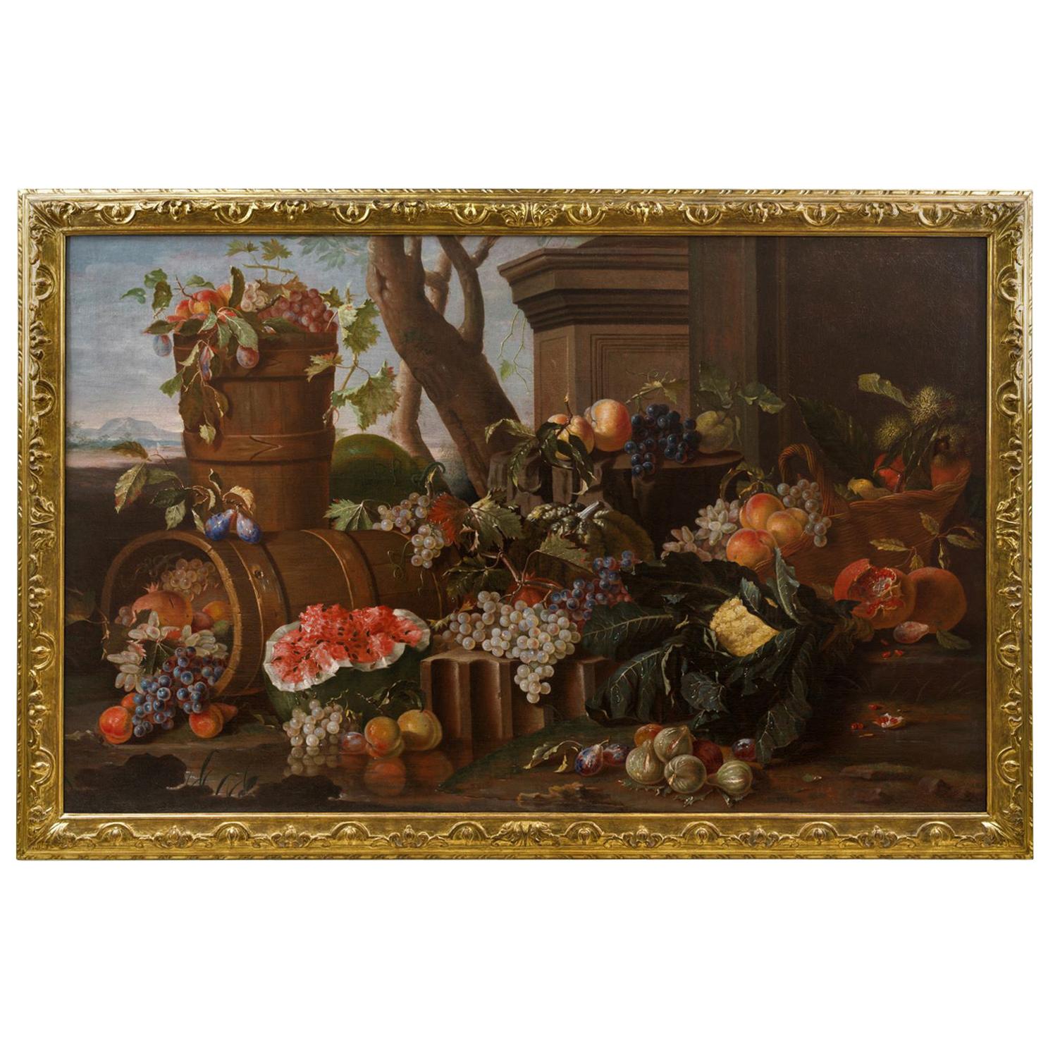 18th Century, Italian Oil on Canvas Still Life by Pietro Navarra For Sale