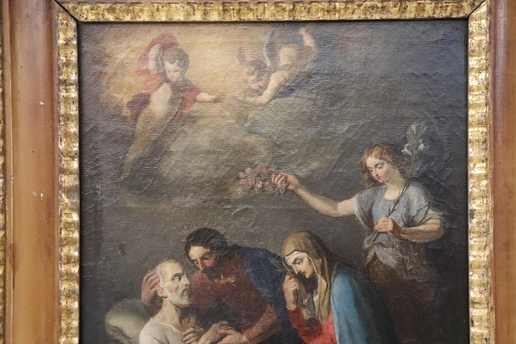 18th Century Italian Oil Painting on Canvas Death of Saint Joseph 5