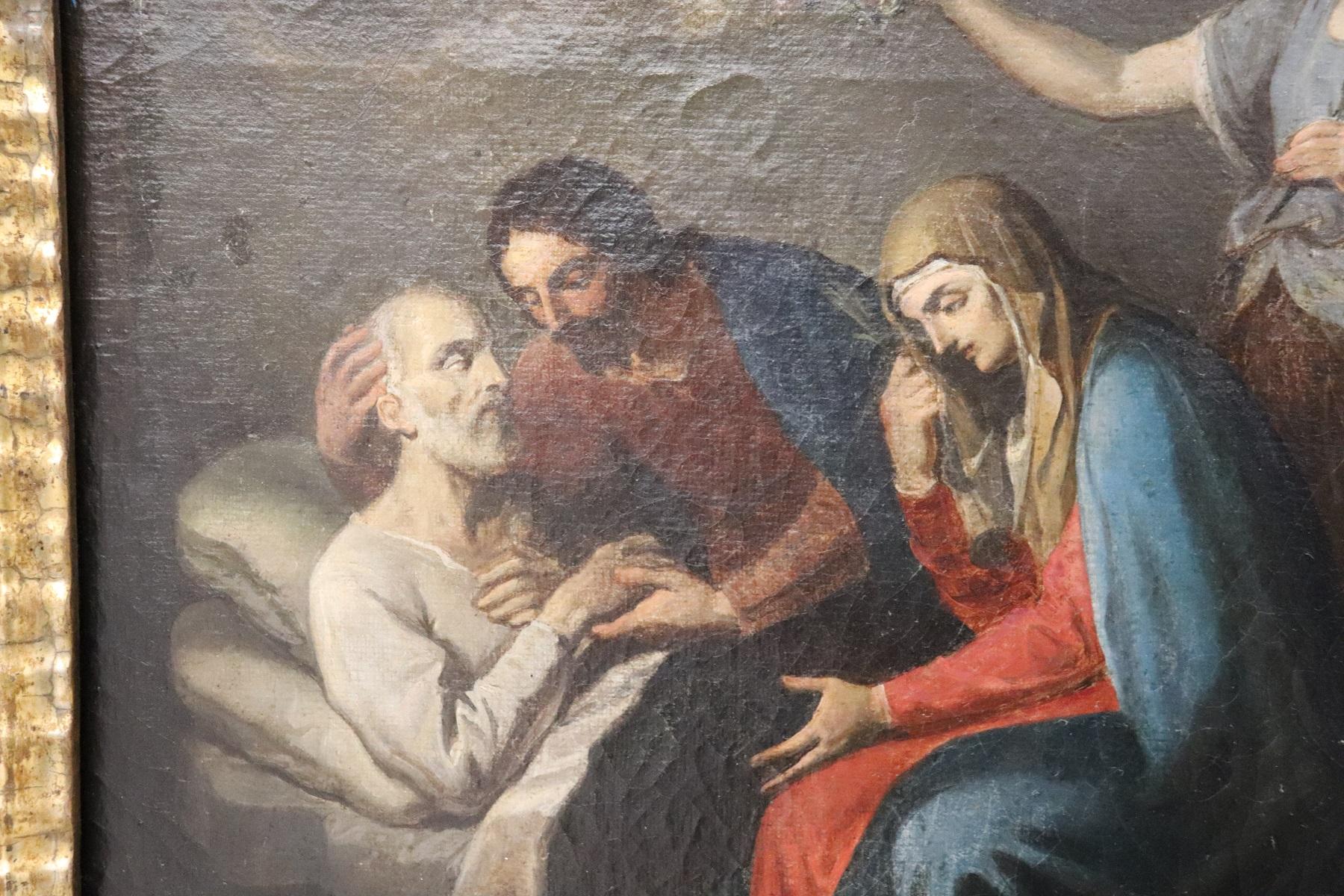 18th Century Italian Oil Painting on Canvas Death of Saint Joseph 6