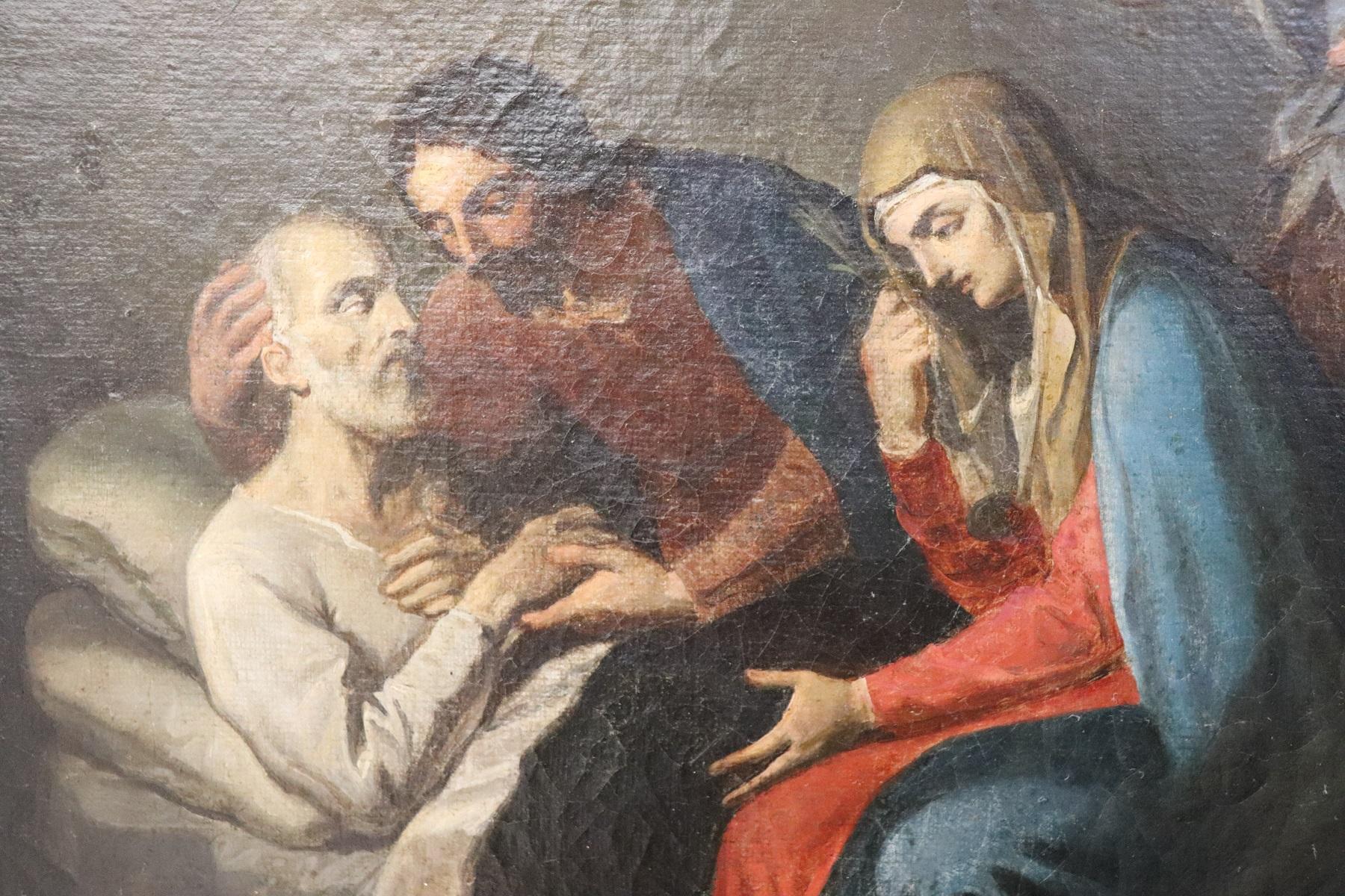18th Century Italian Oil Painting on Canvas Death of Saint Joseph 8