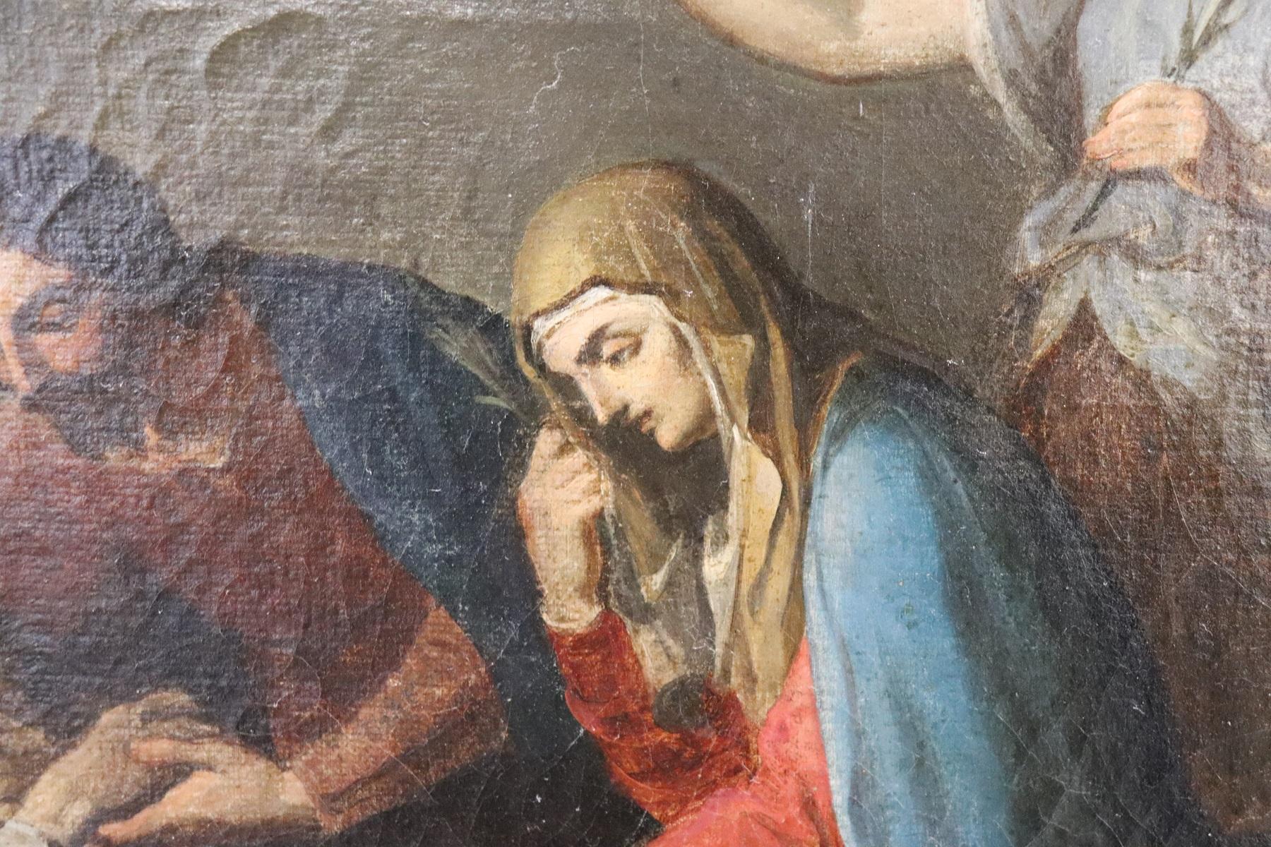 Oiled 18th Century Italian Oil Painting on Canvas Death of Saint Joseph