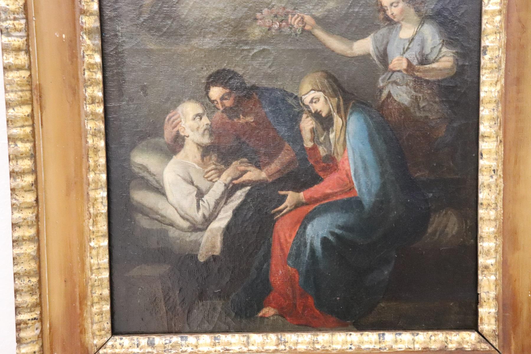 18th Century Italian Oil Painting on Canvas Death of Saint Joseph 4