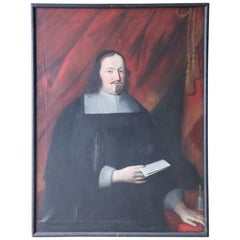 18th Century Italian Oil Painting on Canvas Portrait of a Priest