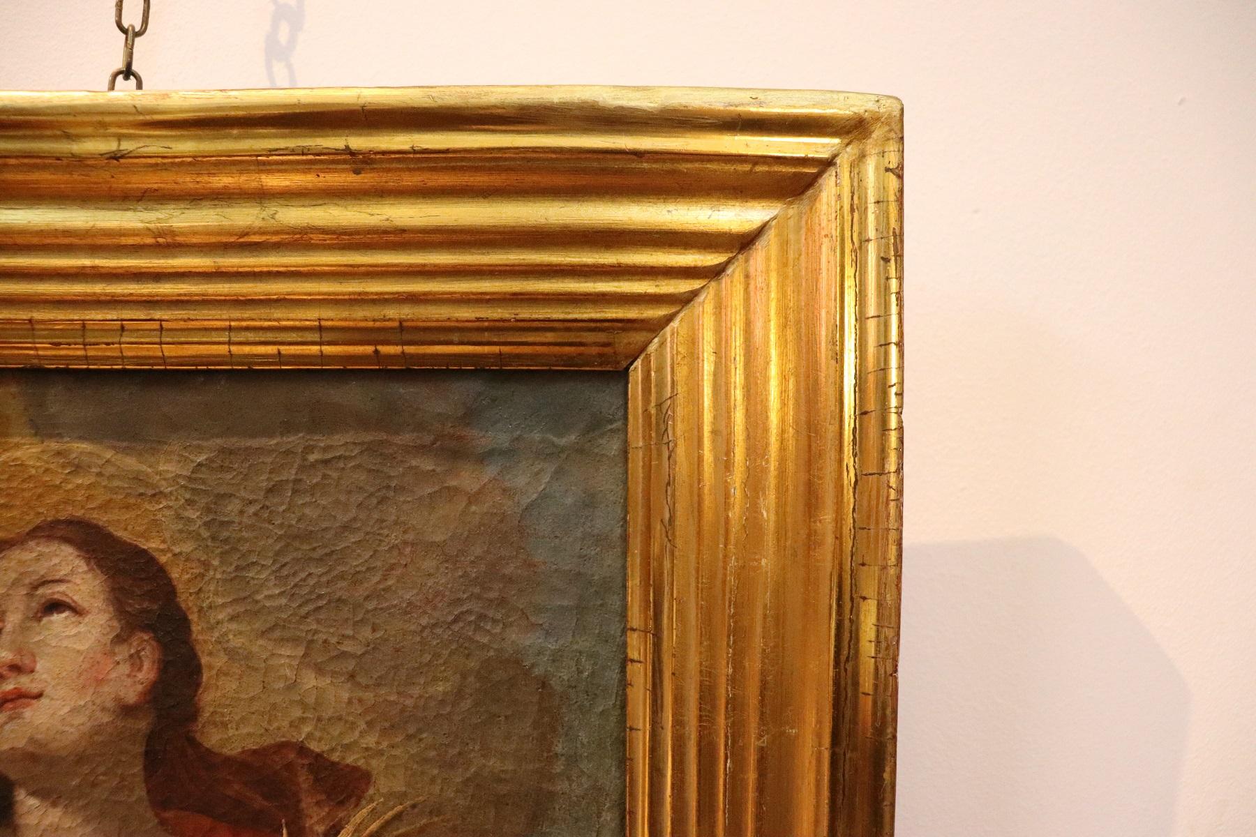 18th Century Italian Oil Painting on Canvas Saint Apollonia with Golden Frame 1