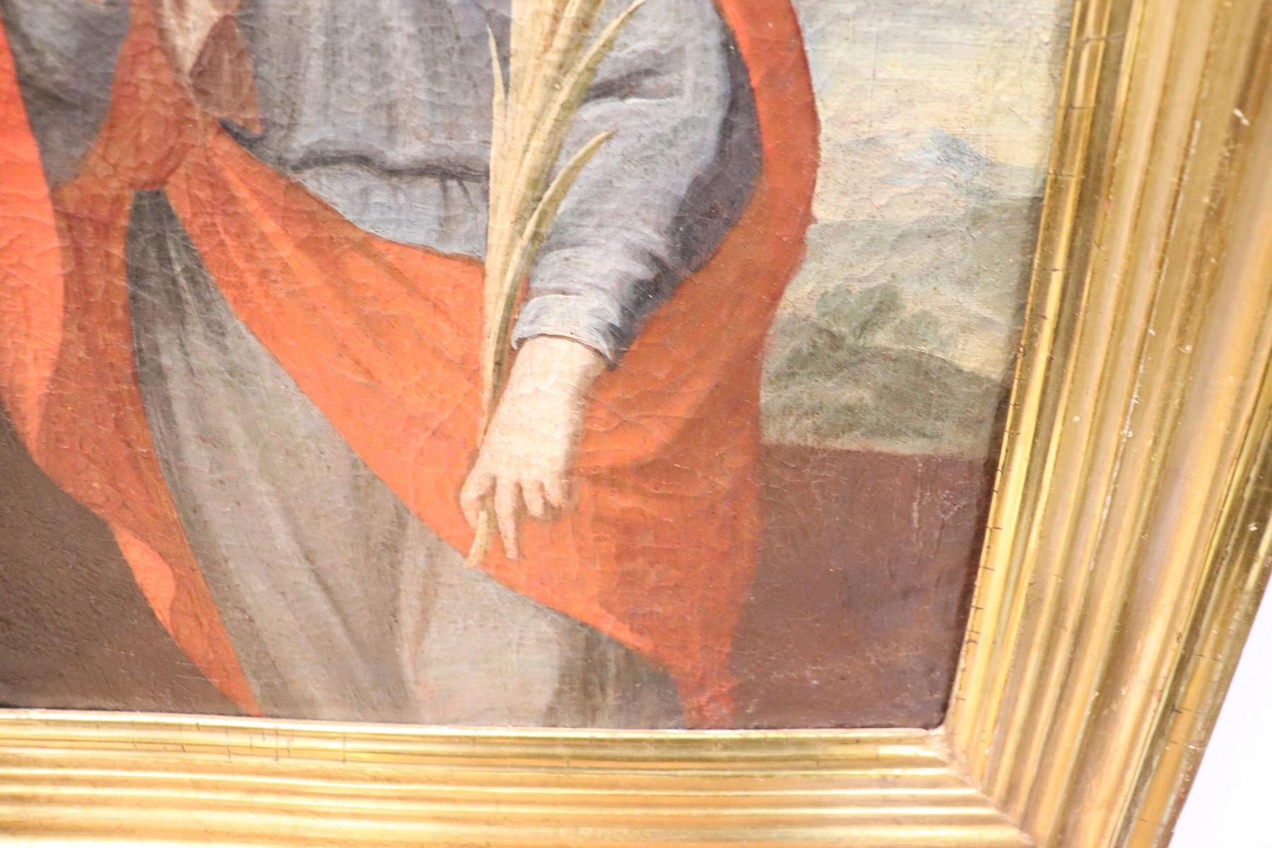 18th Century Italian Oil Painting on Canvas Saint Apollonia with Golden Frame 3