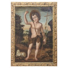 18th Century Italian Oil Painting on Canvas, St. Giovannino