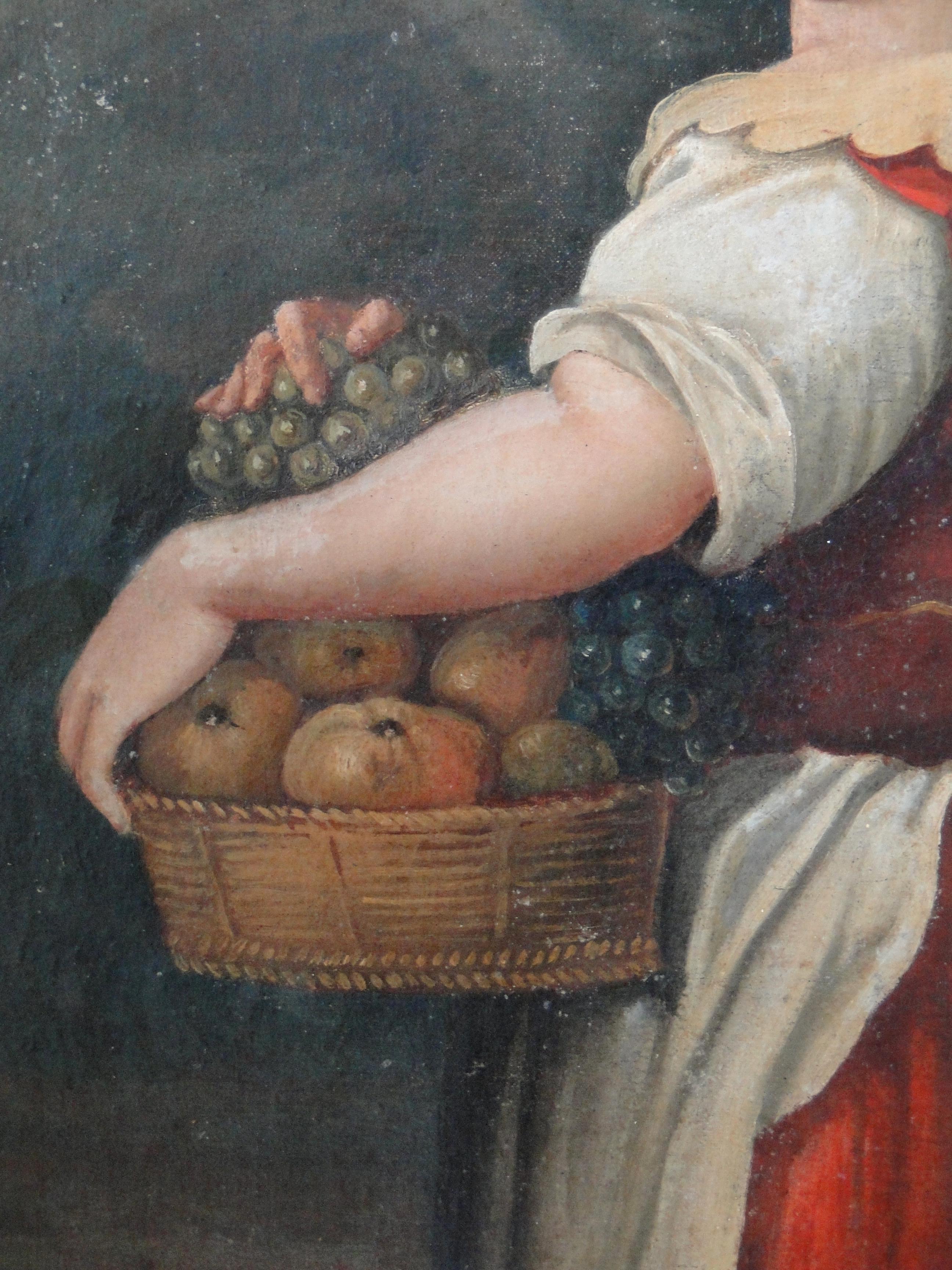 Hand-Painted 18th Century Italian Oil Painting Portrait on Canvas