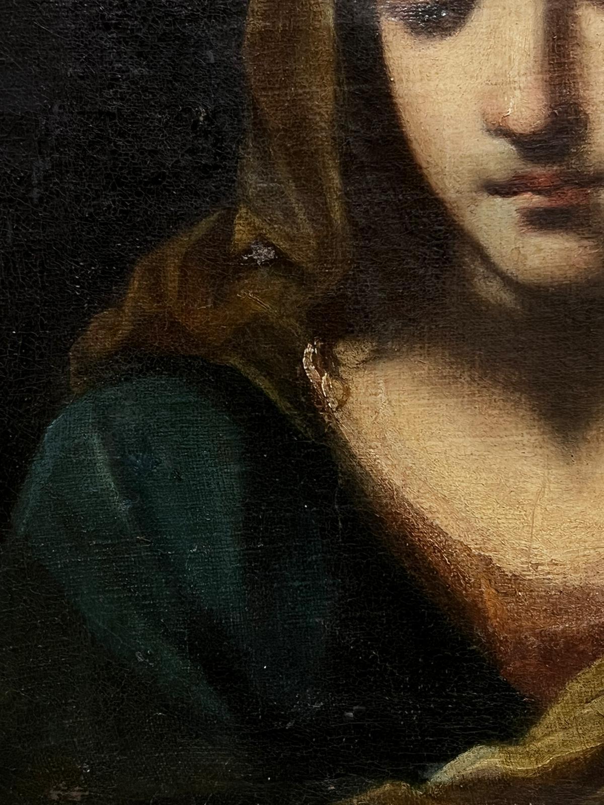 Pintura al óleo de un antiguo maestro italiano del siglo XVIII Retrato de la Virgen Madonna - Figurative Painting Negro de 18th Century Italian Old Master