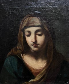 Pintura al óleo de un antiguo maestro italiano del siglo XVIII Retrato de la Virgen Madonna