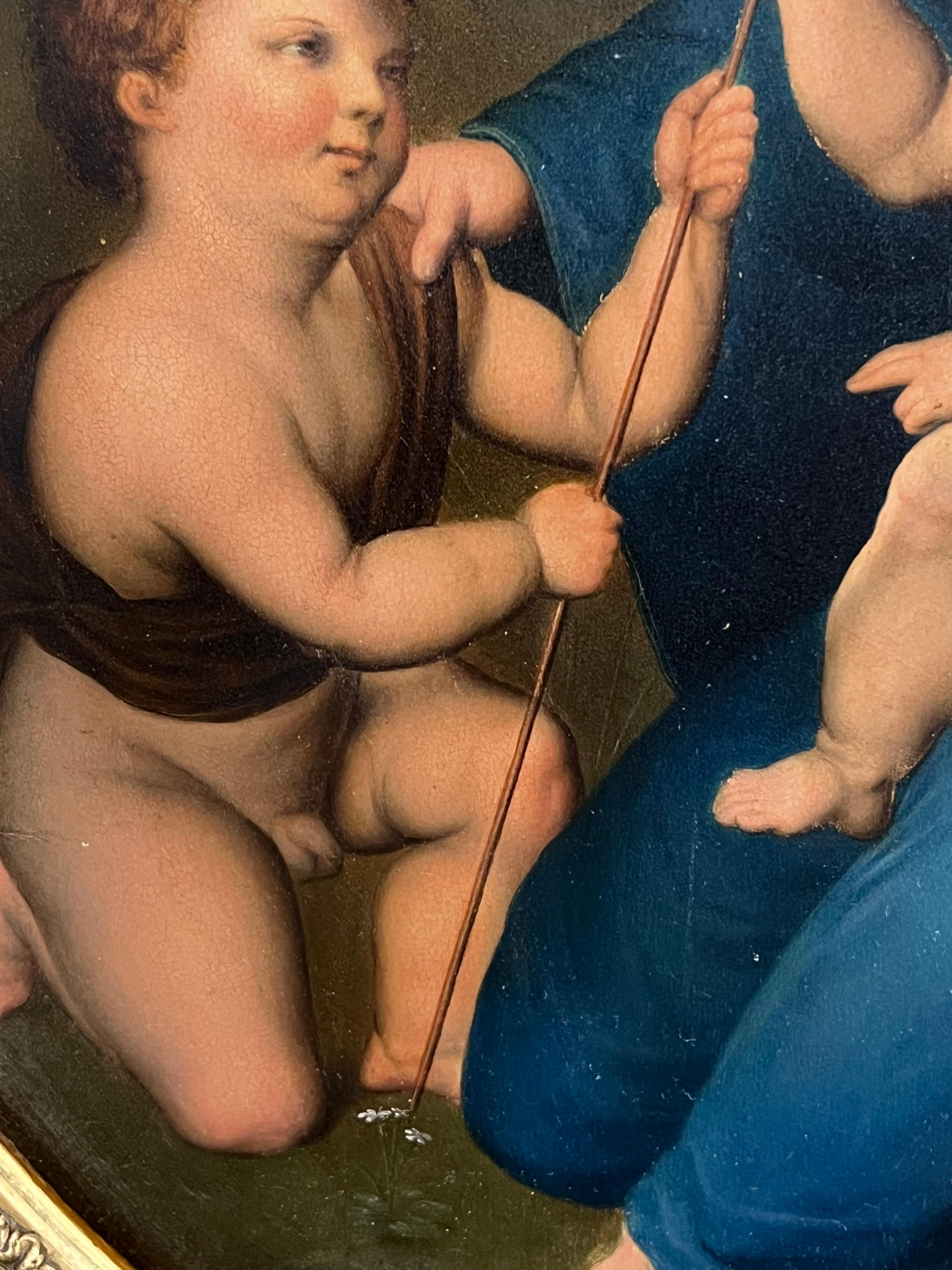 Óleo italiano del siglo XVIII Madonna & Child con St. John the Baptist según Rafael en venta 1