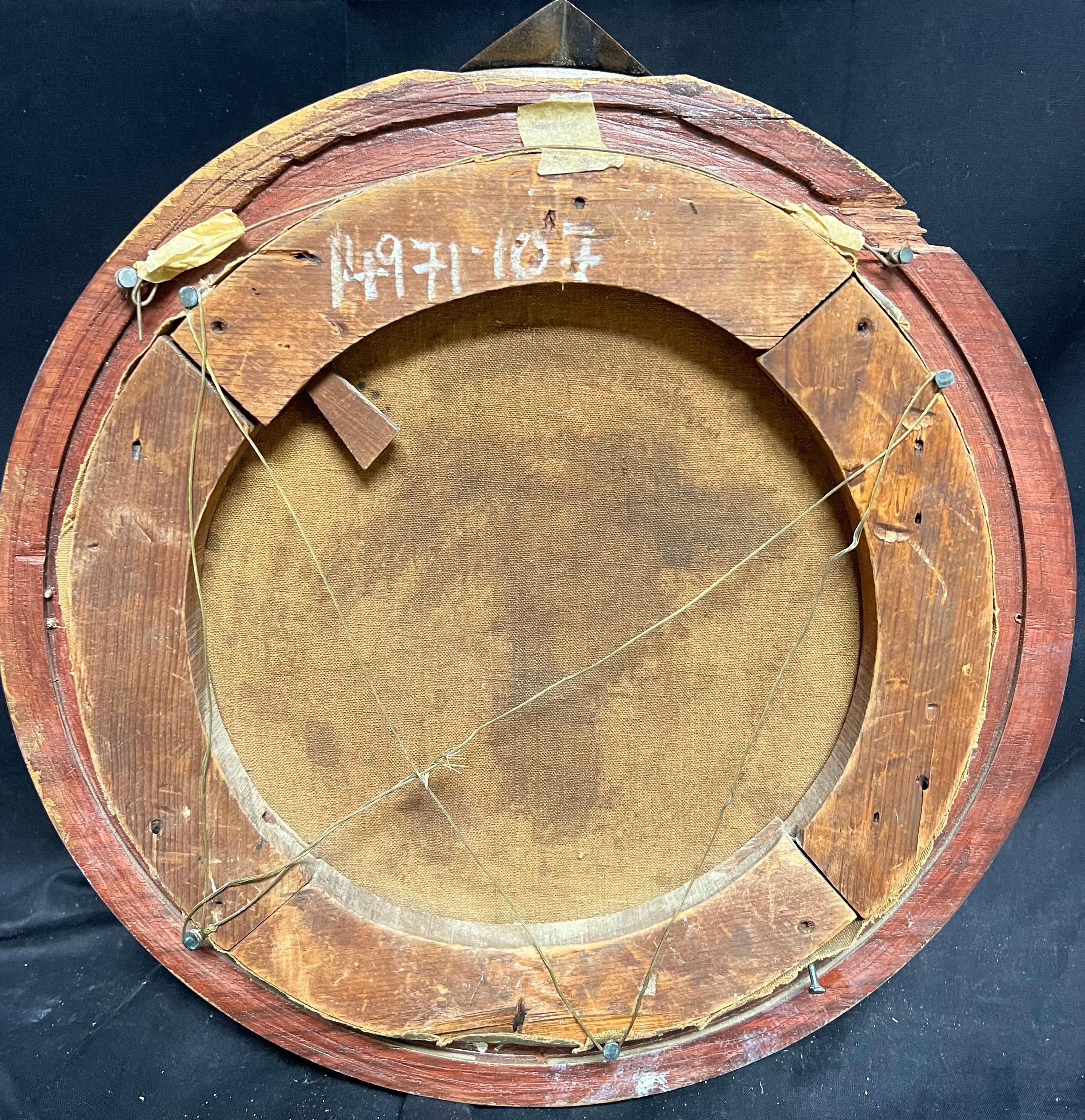 Antico dipinto a olio circolare Flagellazione di Cristo, Antico Maestro del XVIII secolo in vendita 3