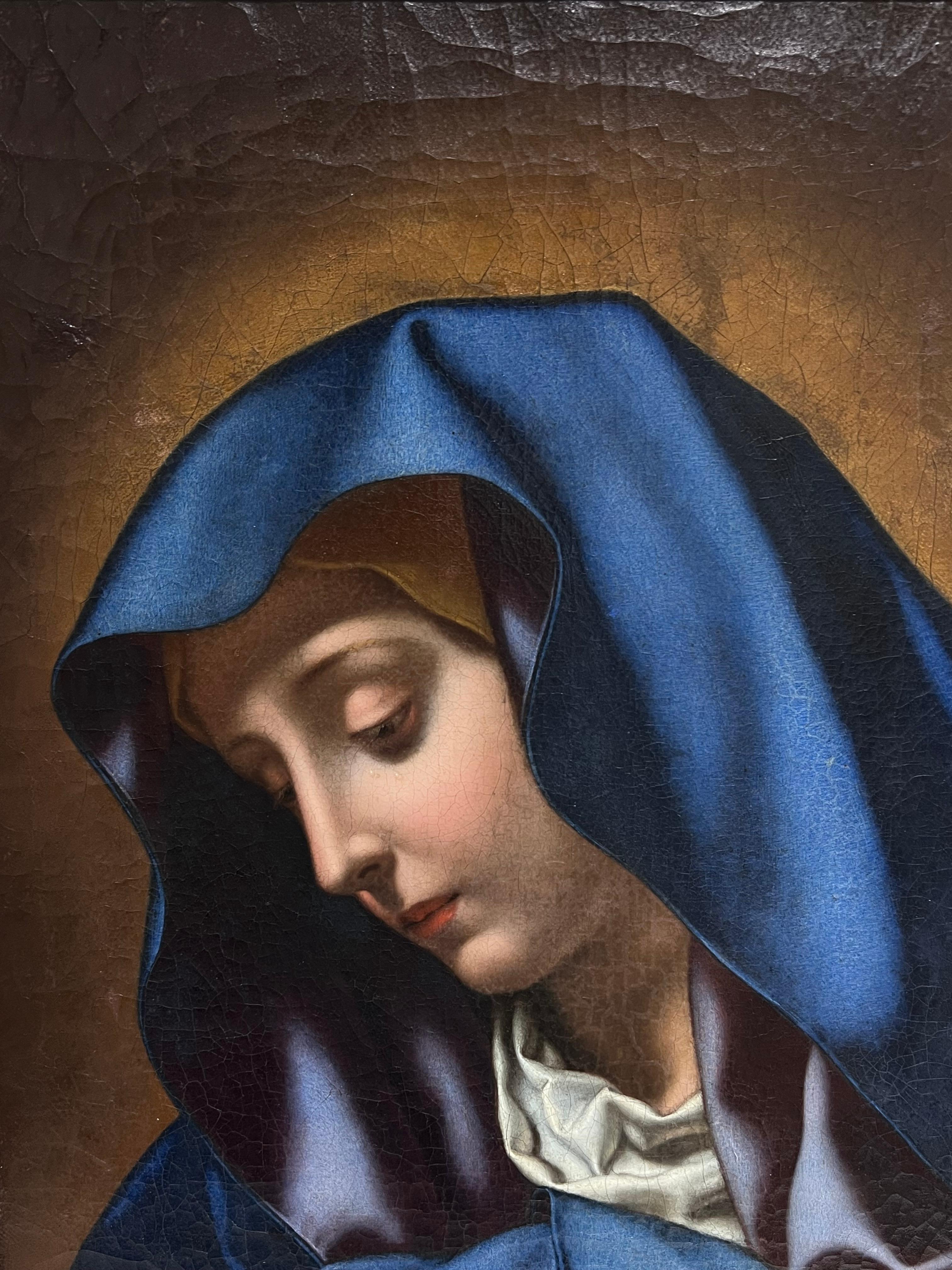 Fine Quality 18th Century Italian Old Master The Madonna in Blue after Dolci 5