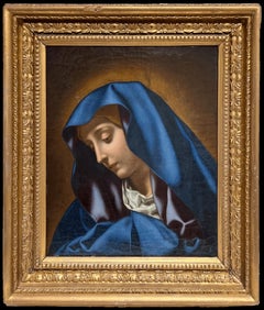 Antiguo maestro italiano del siglo XVIII de gran calidad La Virgen en azul según Dolci