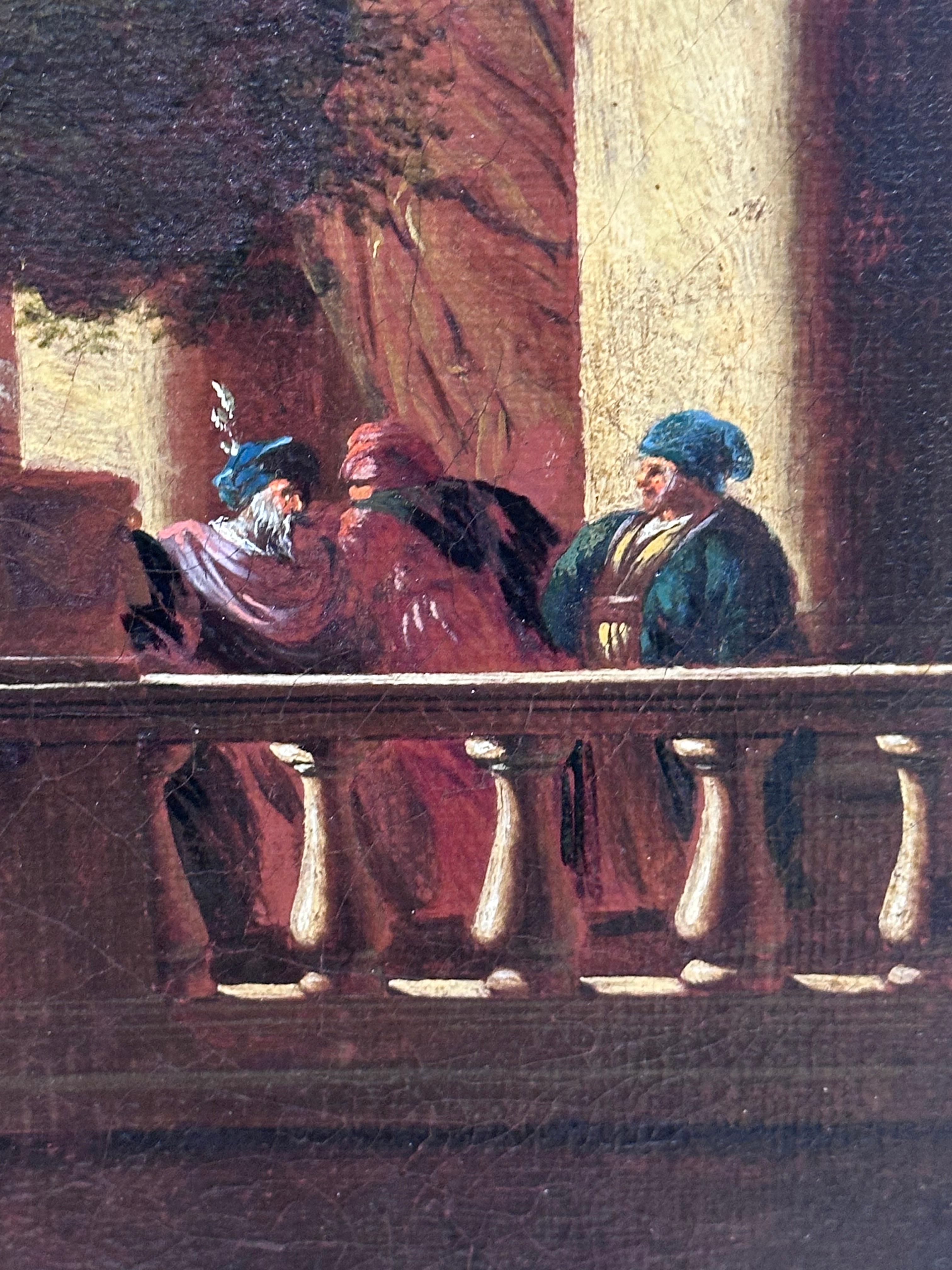 Huge Classical Old Master Oil Painting Ancient Roman Buildings Merchants Port For Sale 3