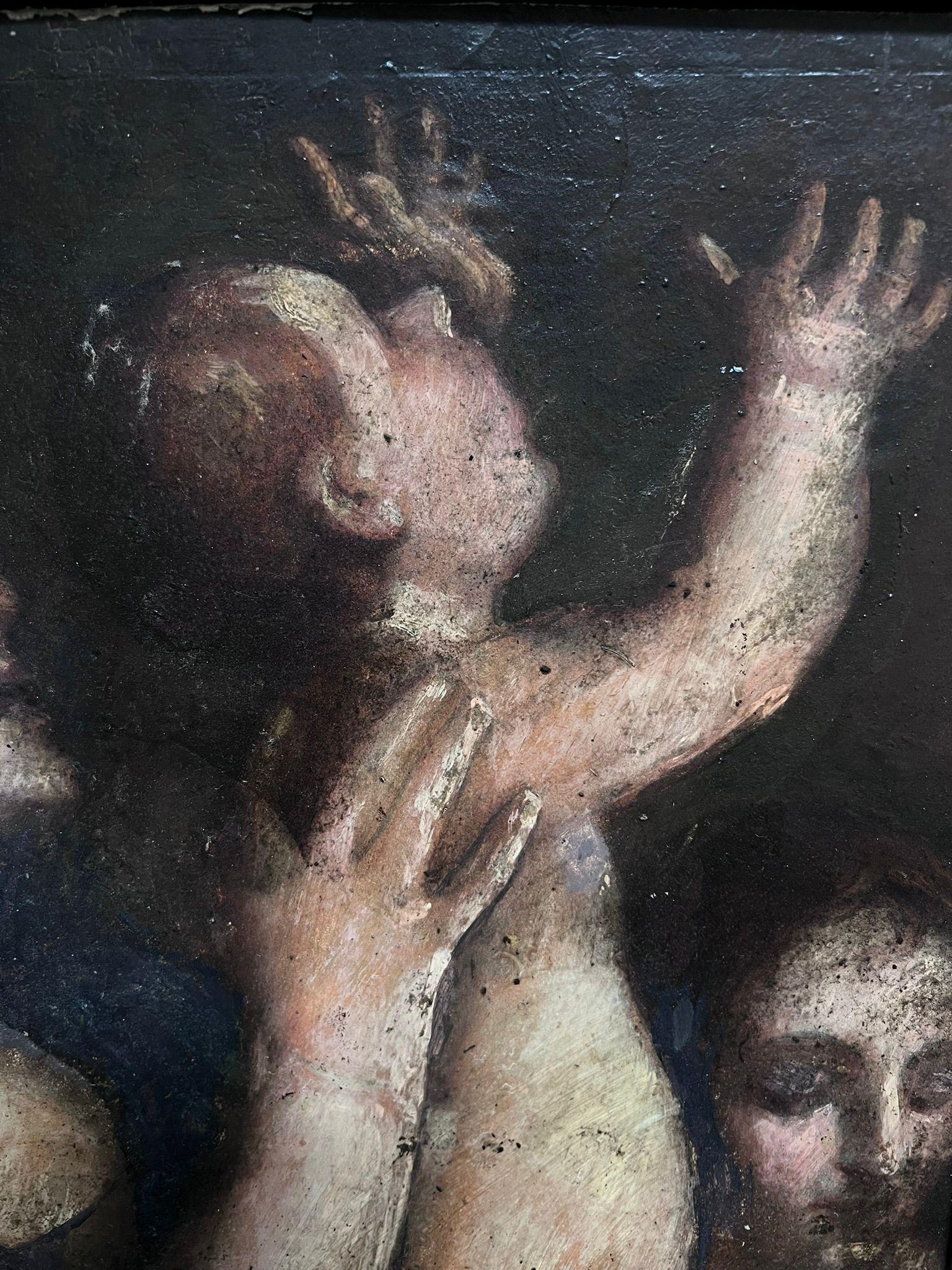 Madonna y Niño con Santo Siglo XVIII Pintura Religiosa Maestro Italiano 4