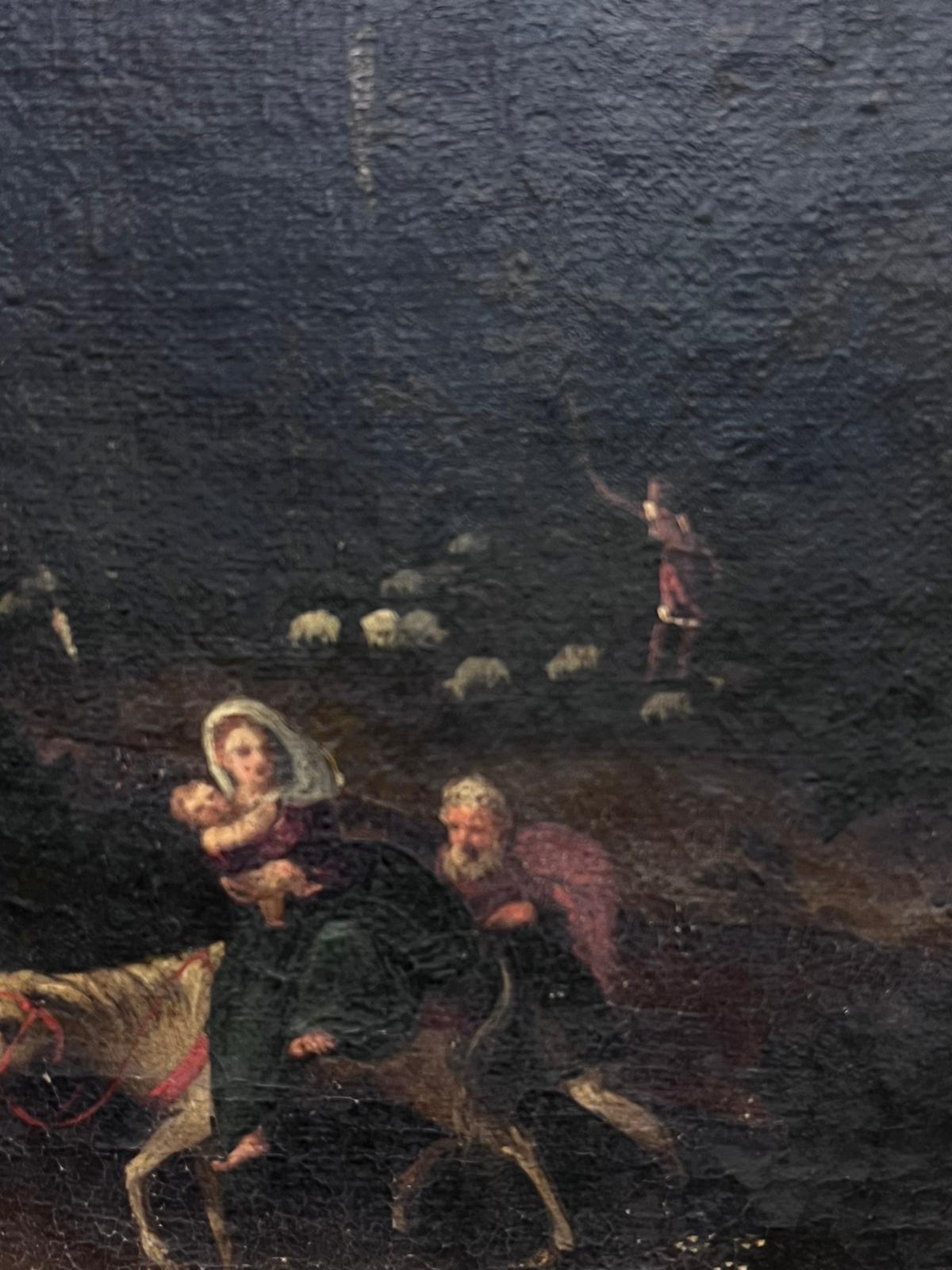 La huida a Egipto Pintura al óleo de un viejo maestro italiano del siglo XVIII - para restaurar 1