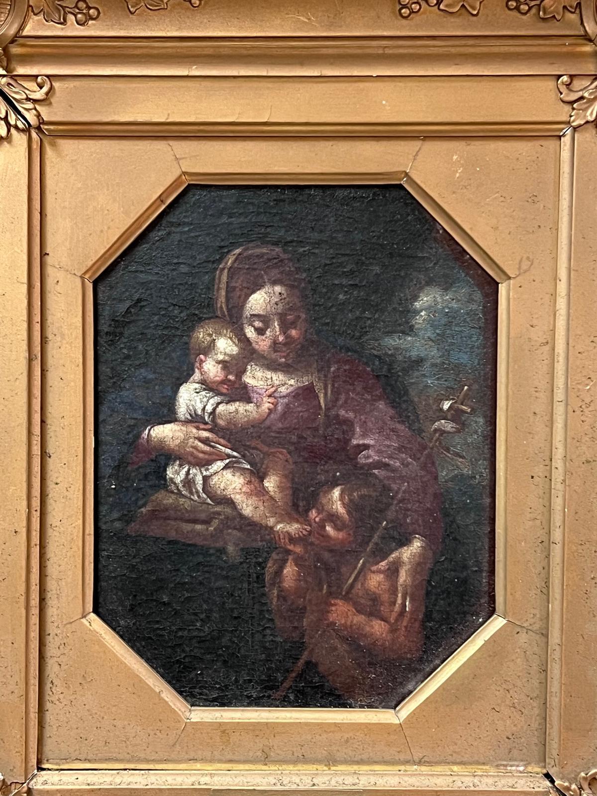 La Virgen con Cristo Niño y St. John Fino Viejo Maestro Italiano del Siglo XVIII - Painting Antiguos maestros de 18th Century Italian Old Master