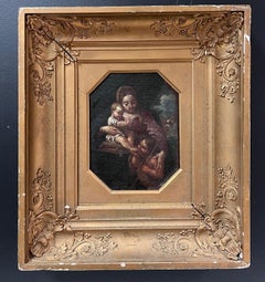 The Madonna with Christ Child & St. John Fine 18th Century Italian Old Master