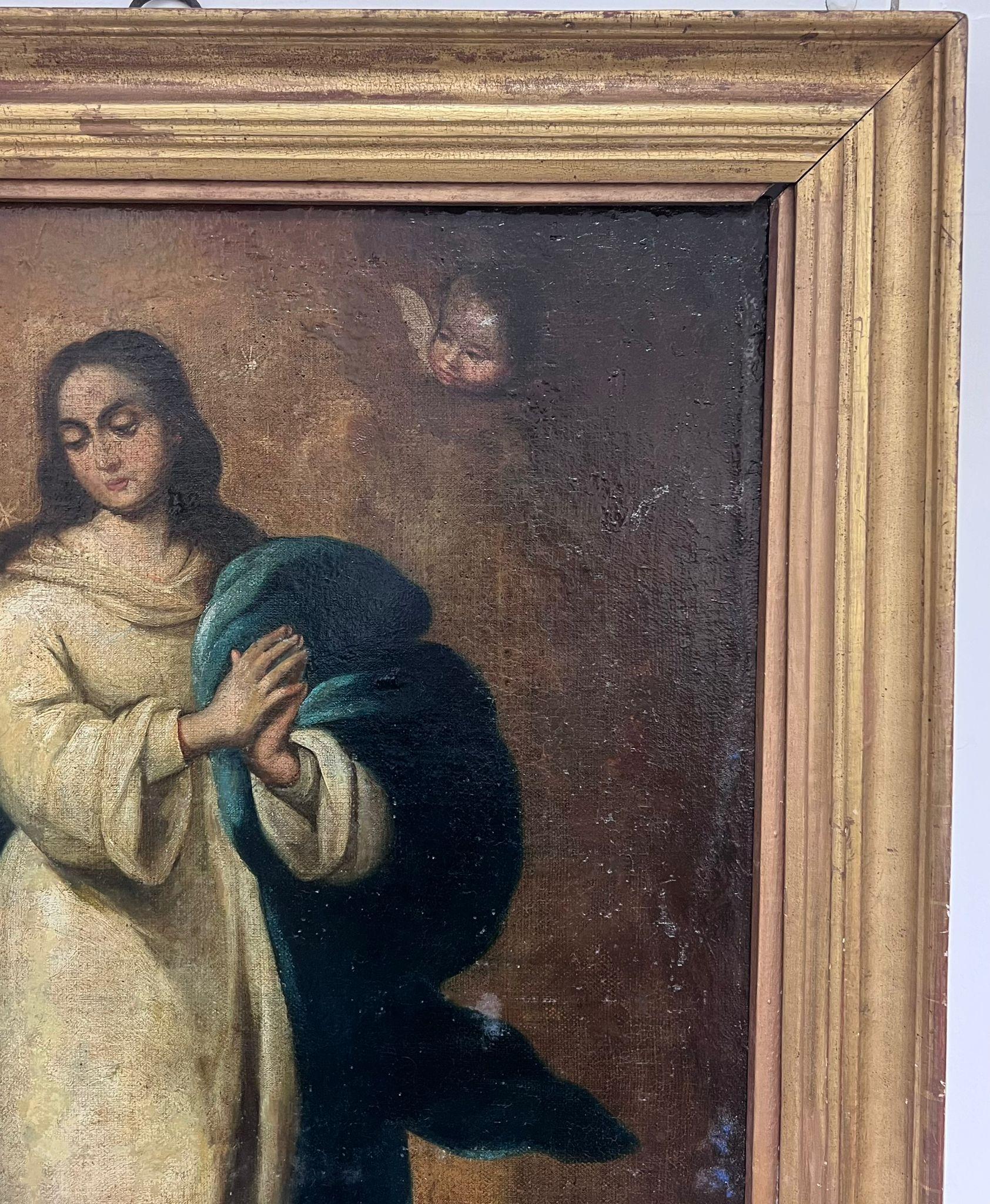 Huge Italian Old Master Assumption of the Virgin Oil Painting after Murillo 2