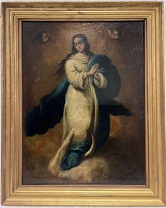 Grande peinture à l'huile italienne Assumption of the Virgin d'après Murillo