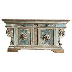18th Century Italian Original Blue Paint and Gilt Credenza/Buffet 18th Century Italian Original Blue Paint and Gilt Credenza/Buffet