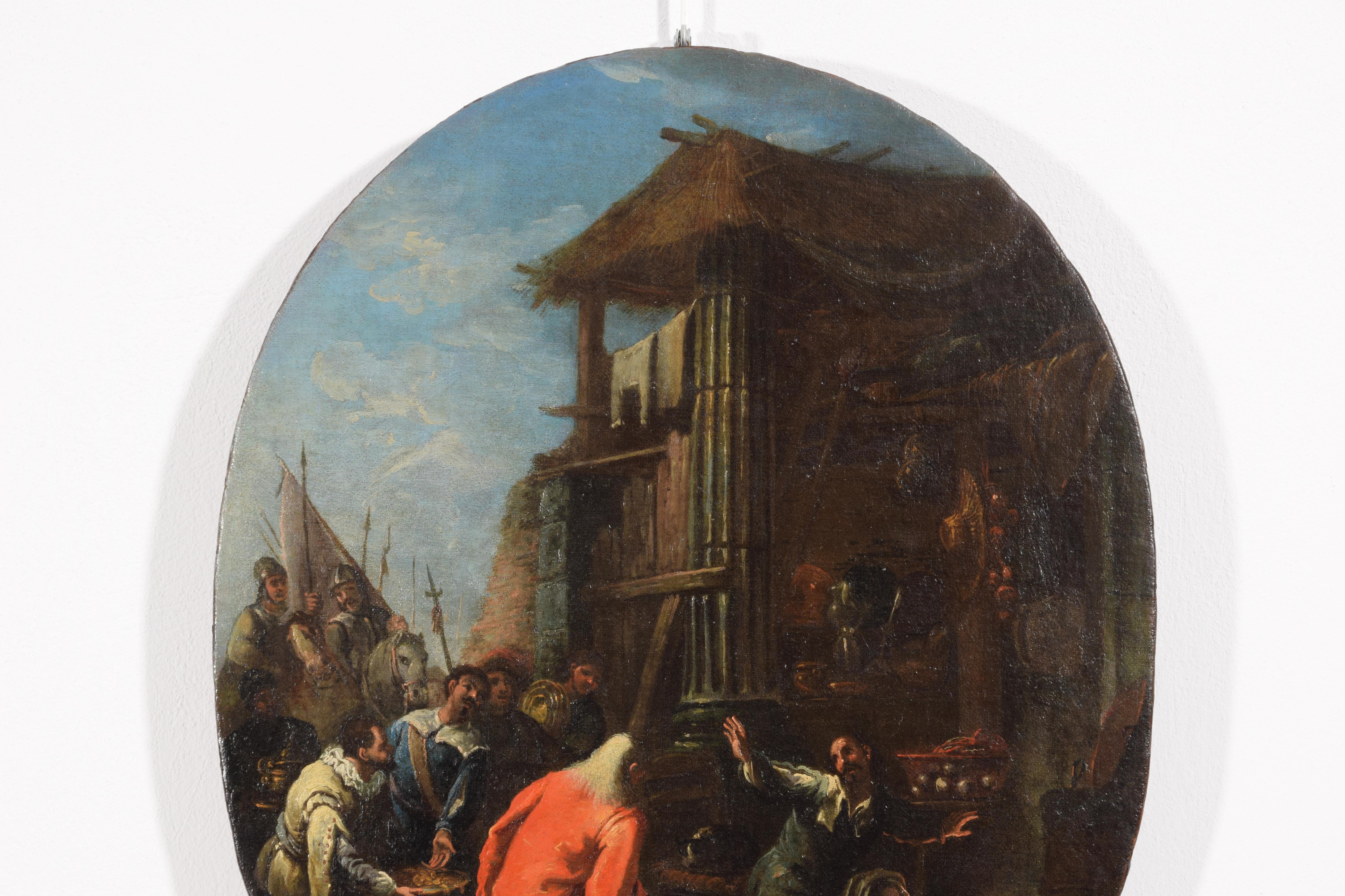 Milieu du XVIIIe siècle Peinture ovale italienne du 18ème siècle de Pietro D Ollivero avec sujet historique en vente
