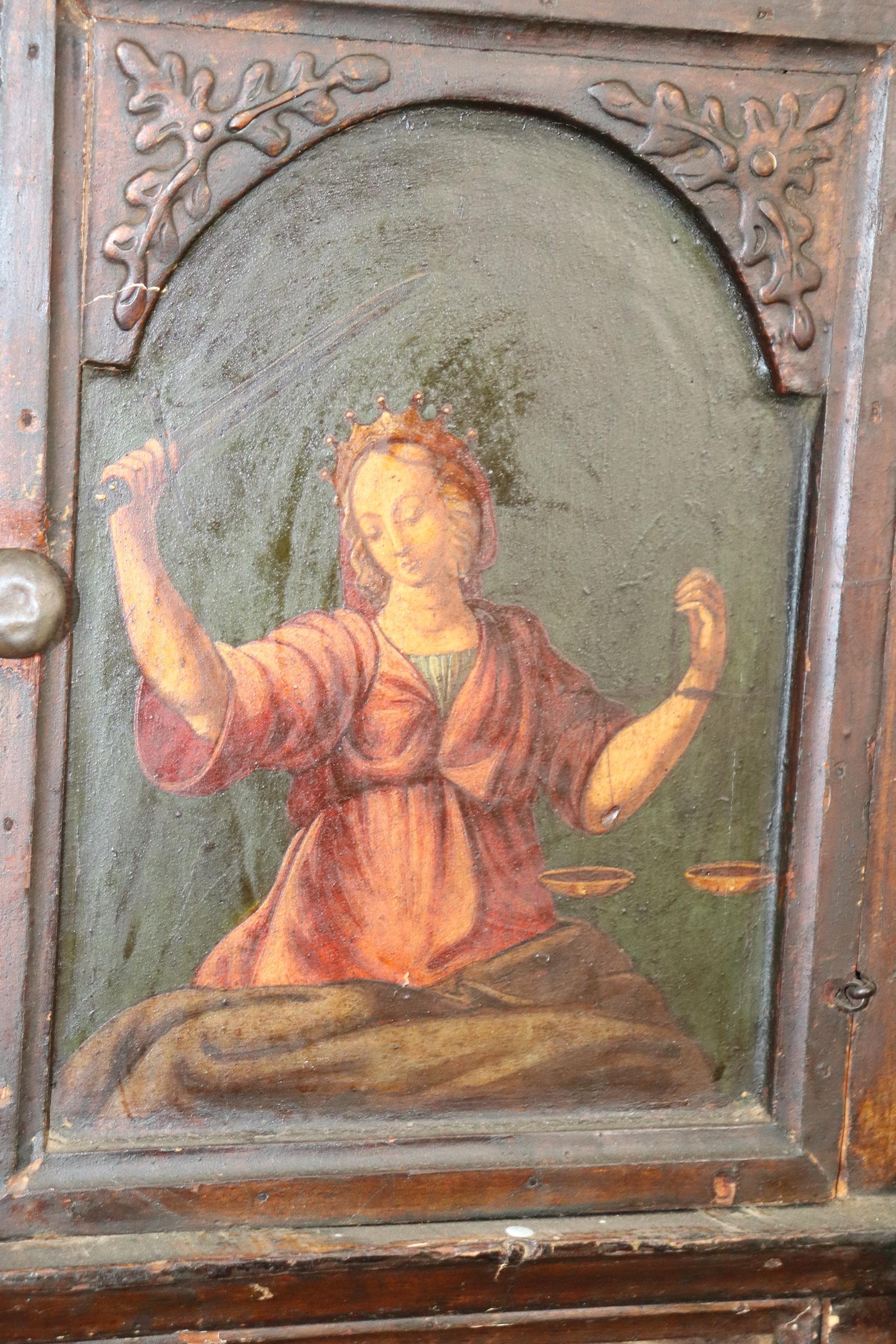 18th Century Italian Paint Decorated Figural Reliquary or Collector's Cabinet  5