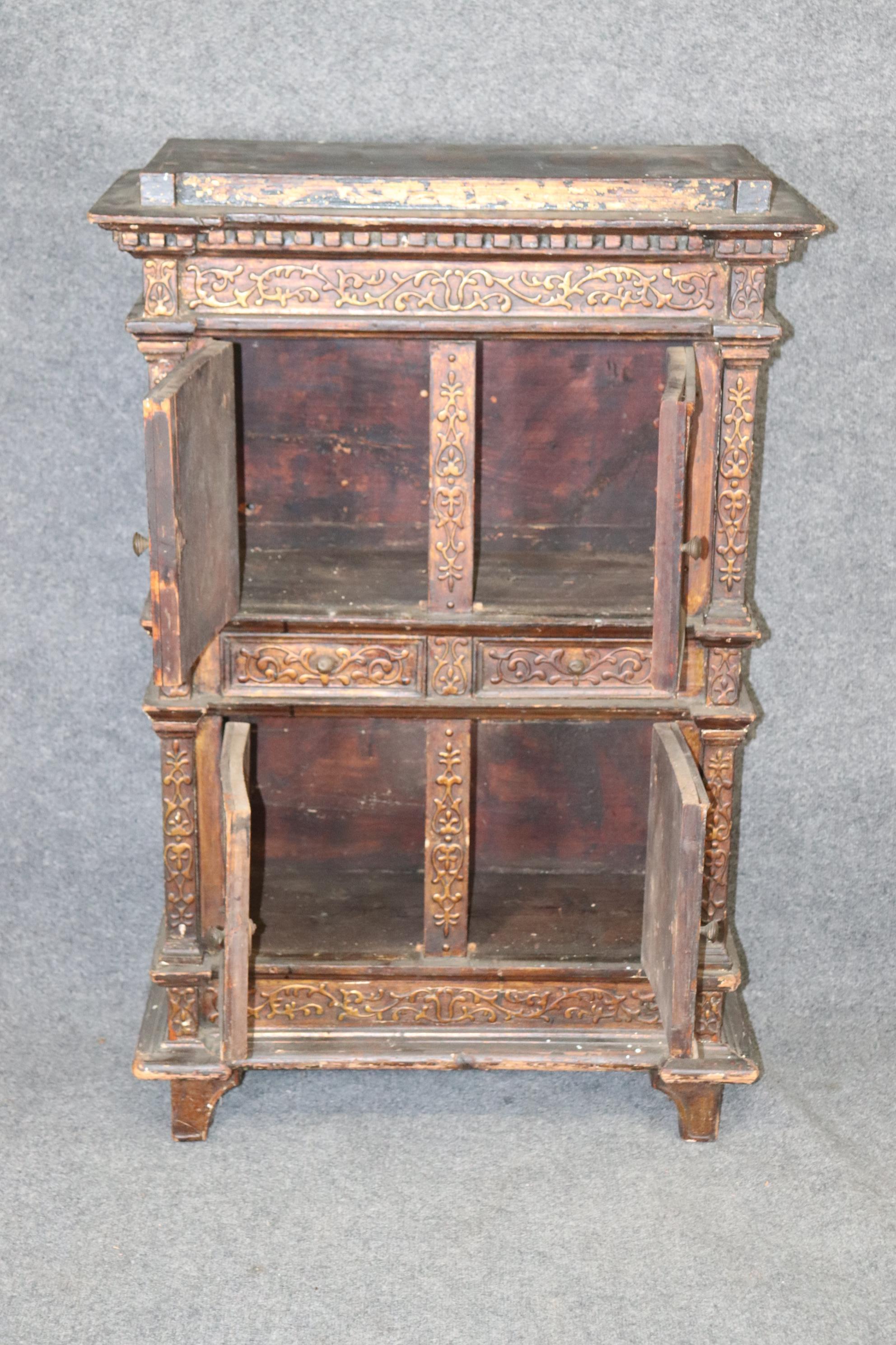 Late 18th Century 18th Century Italian Paint Decorated Figural Reliquary or Collector's Cabinet 