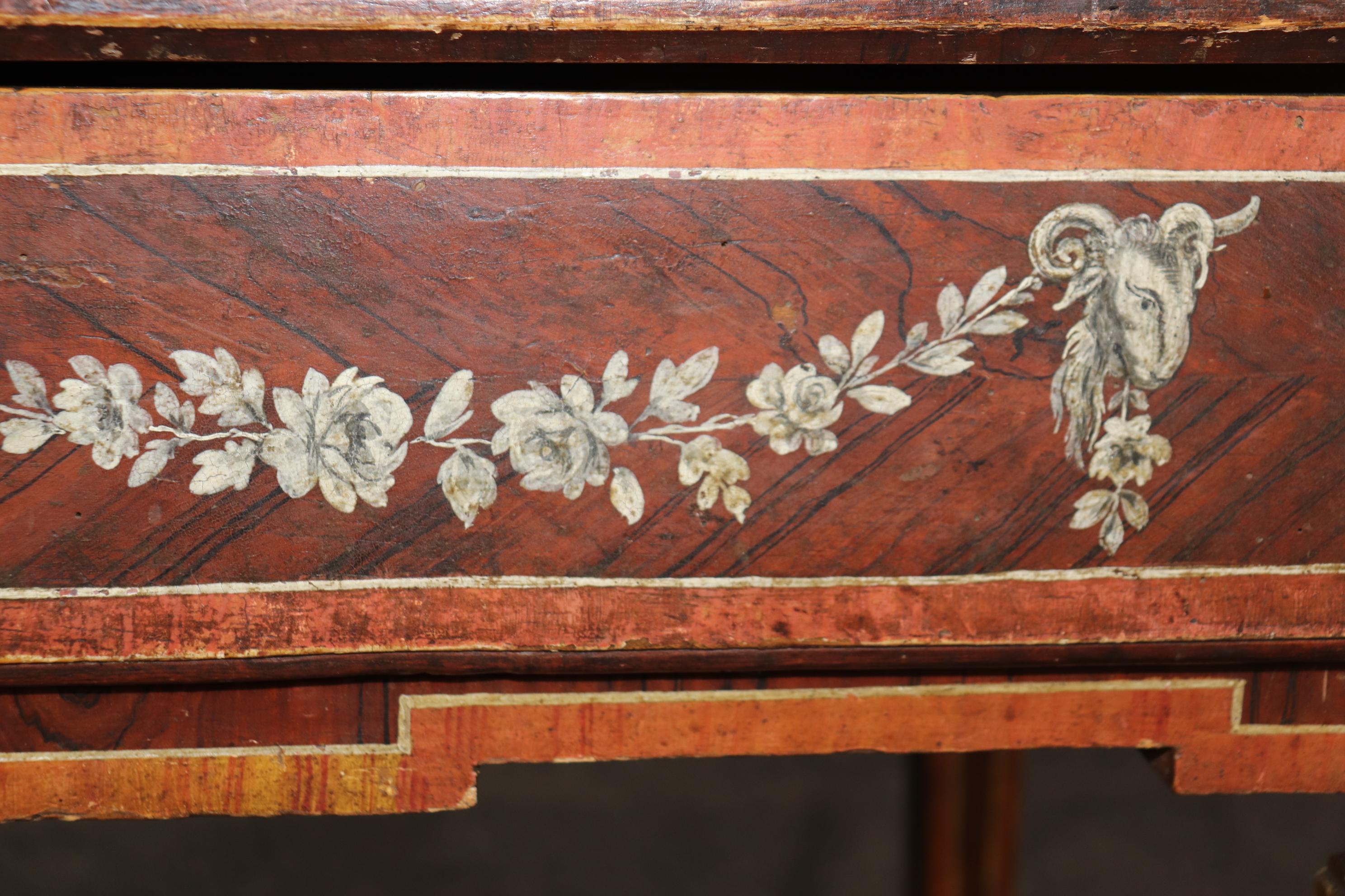 18th century Italian Paint Decorated Writing Desk with Drawer Circa 1760s For Sale 5
