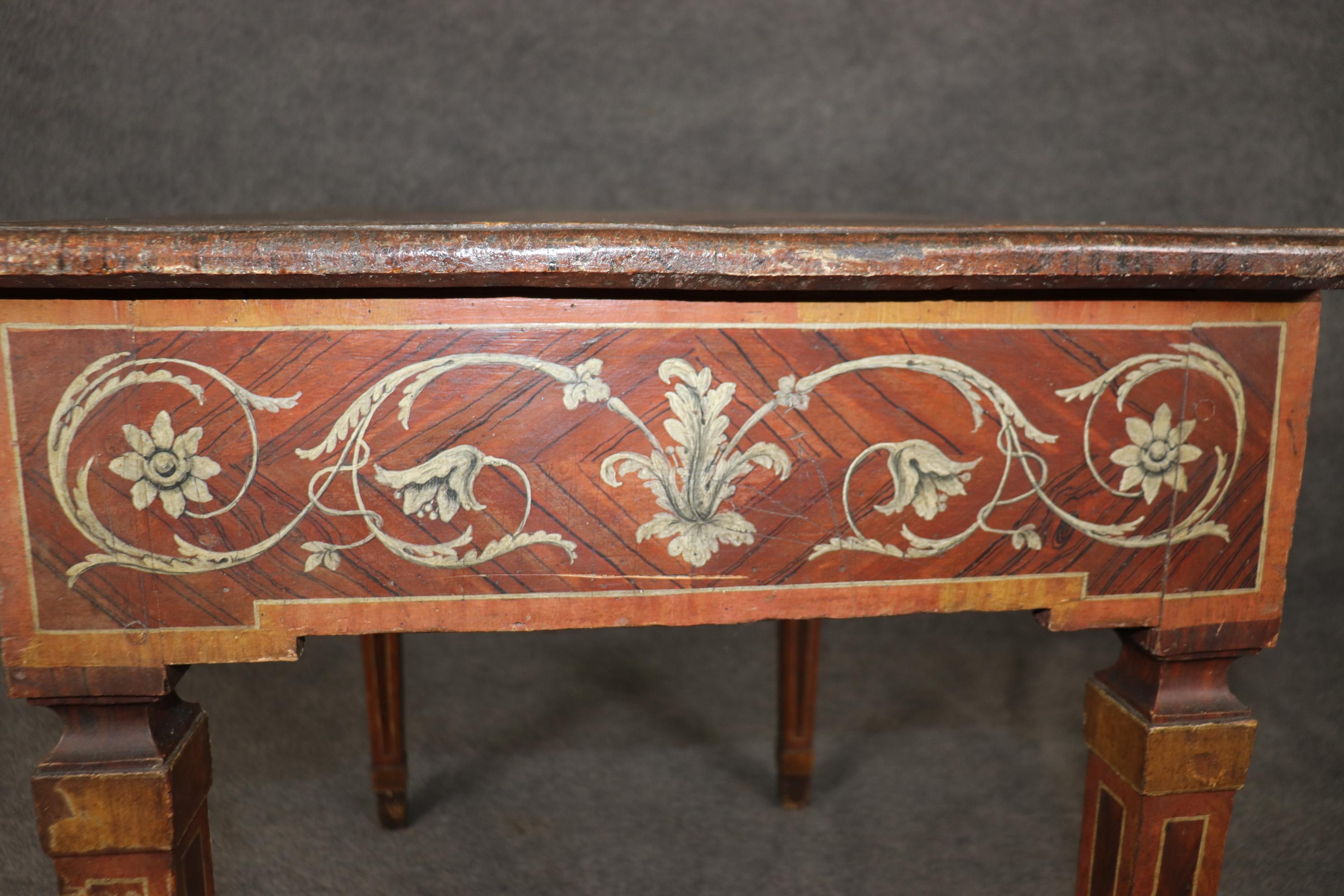 18th century Italian Paint Decorated Writing Desk with Drawer Circa 1760s For Sale 7
