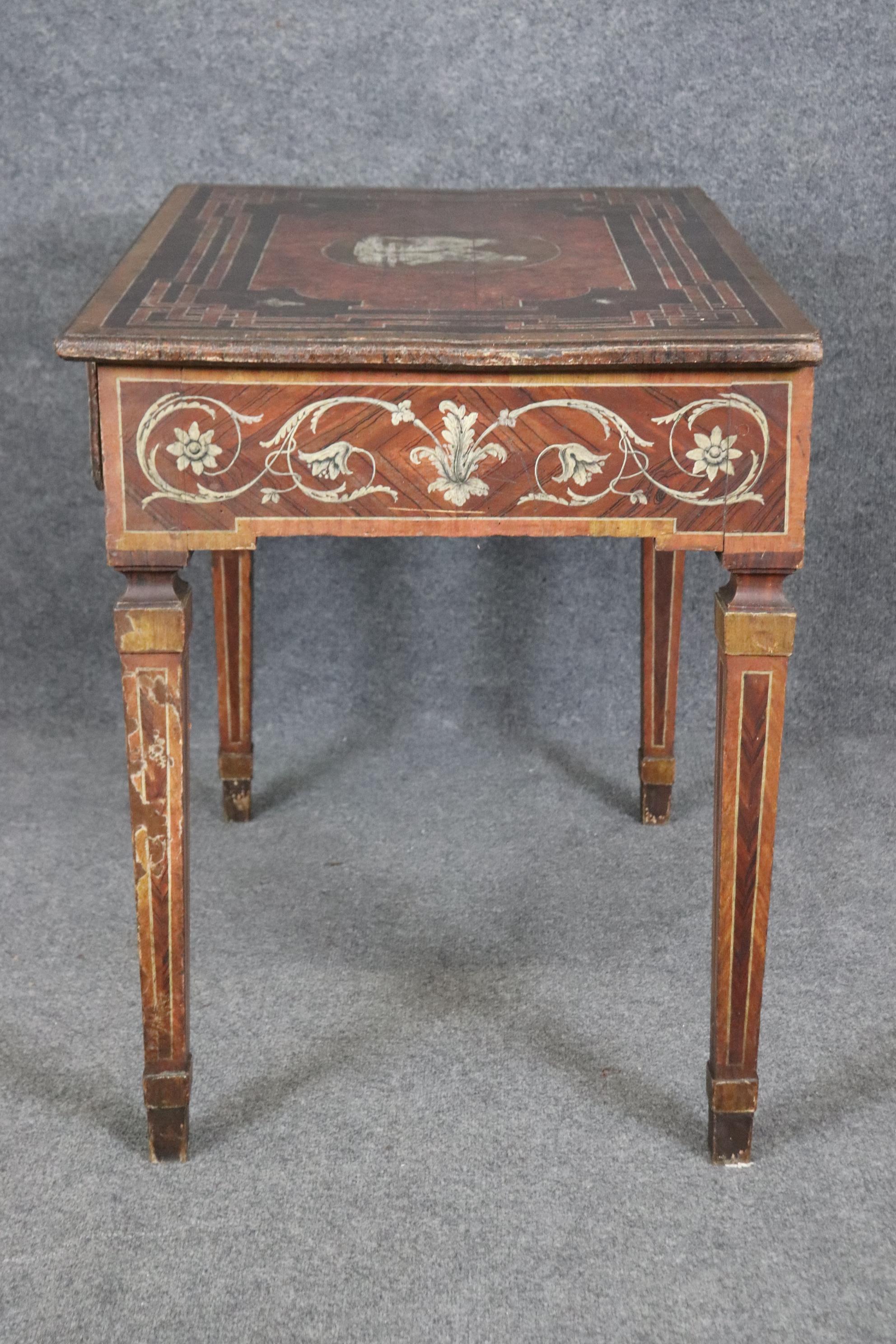 Neoclassical 18th century Italian Paint Decorated Writing Desk with Drawer Circa 1760s For Sale