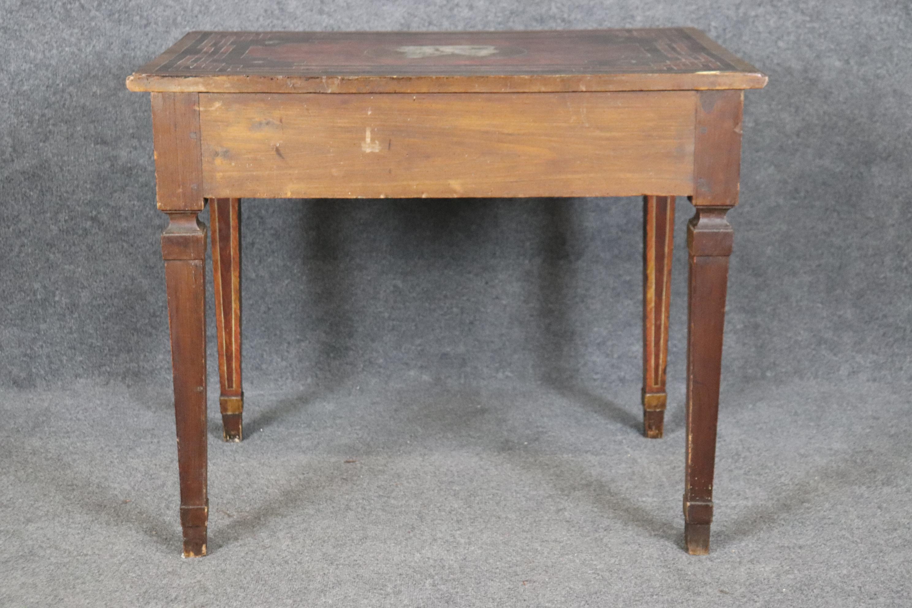18th century Italian Paint Decorated Writing Desk with Drawer Circa 1760s In Good Condition For Sale In Swedesboro, NJ