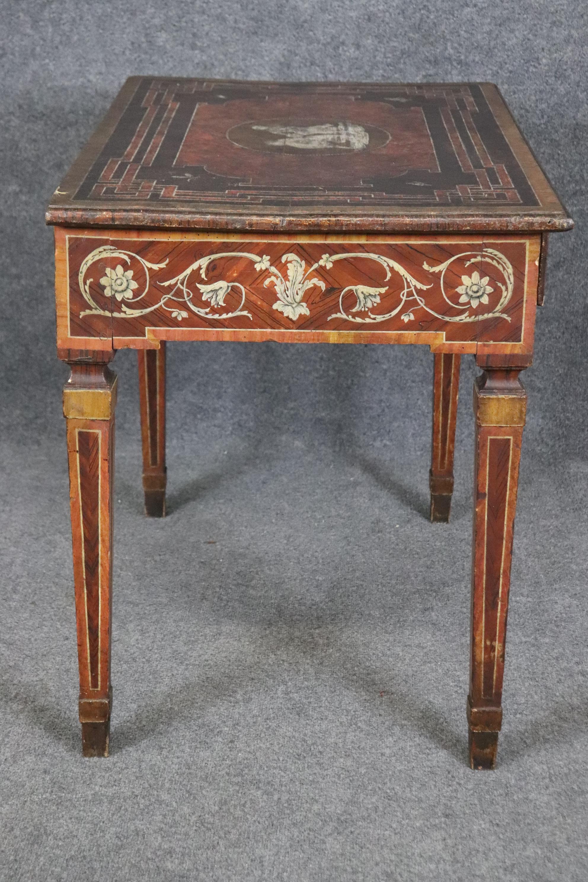 Mid-18th Century 18th century Italian Paint Decorated Writing Desk with Drawer Circa 1760s For Sale