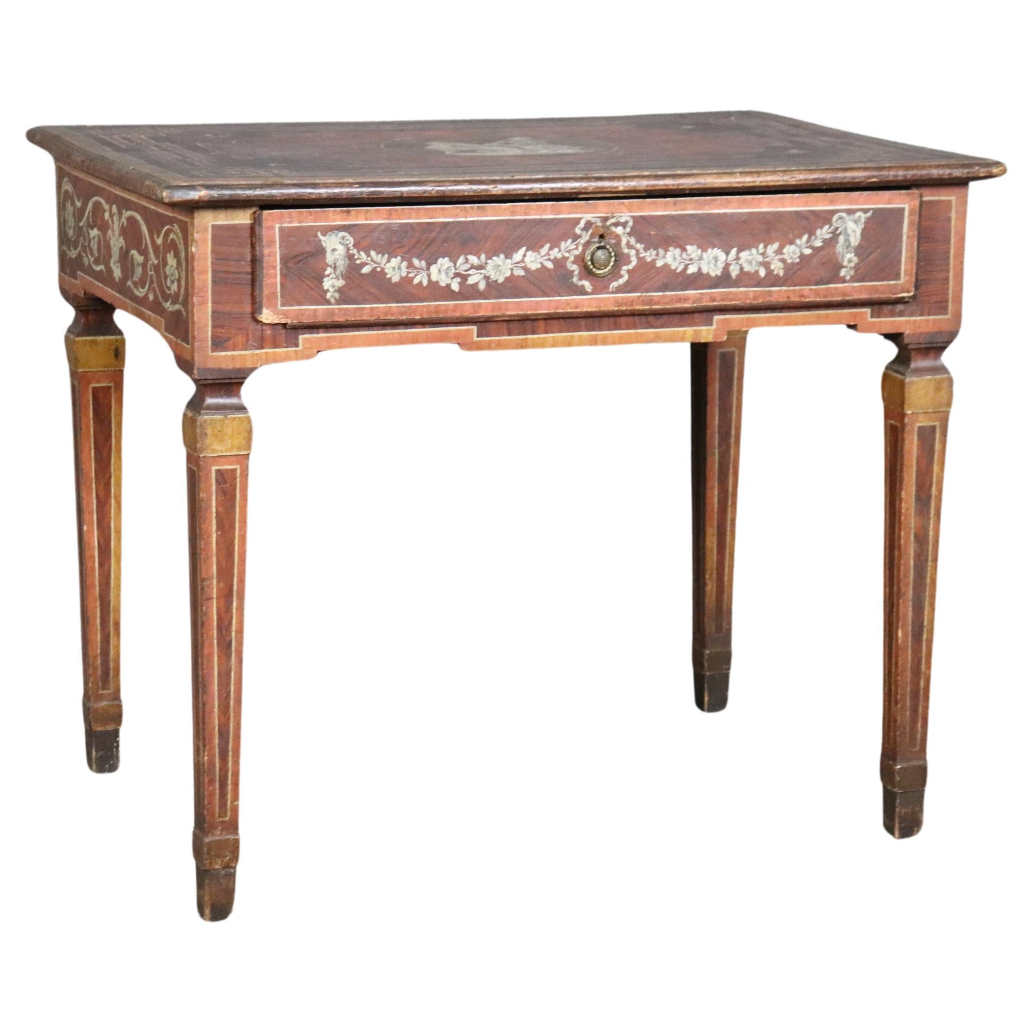 18th century Italian Paint Decorated Writing Desk with Drawer Circa 1760s For Sale