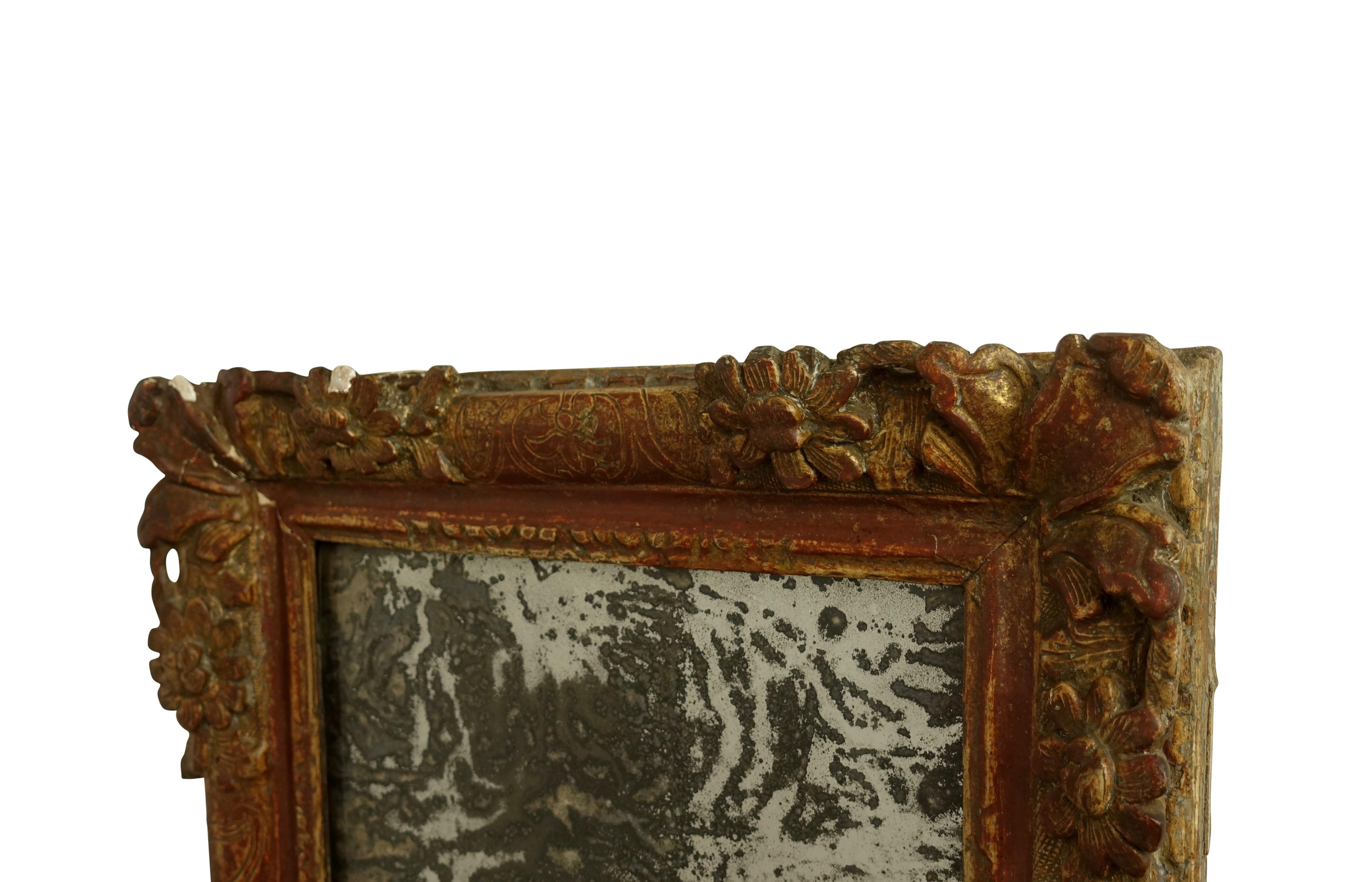 Giltwood 18th Century Italian Painted and Gilt Mirror For Sale