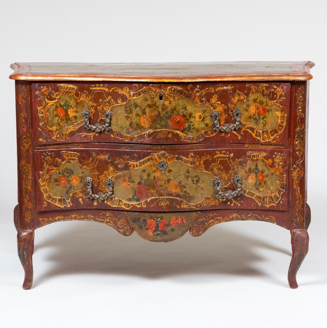 18th Century Italian Painted Bombe Commode ca. 1770 For Sale 9