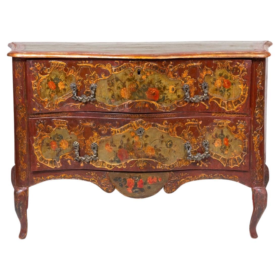 18th Century Italian Painted Bombe Commode ca. 1770