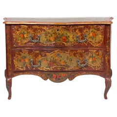 Antique 18th Century Italian Painted Bombe Commode ca. 1770