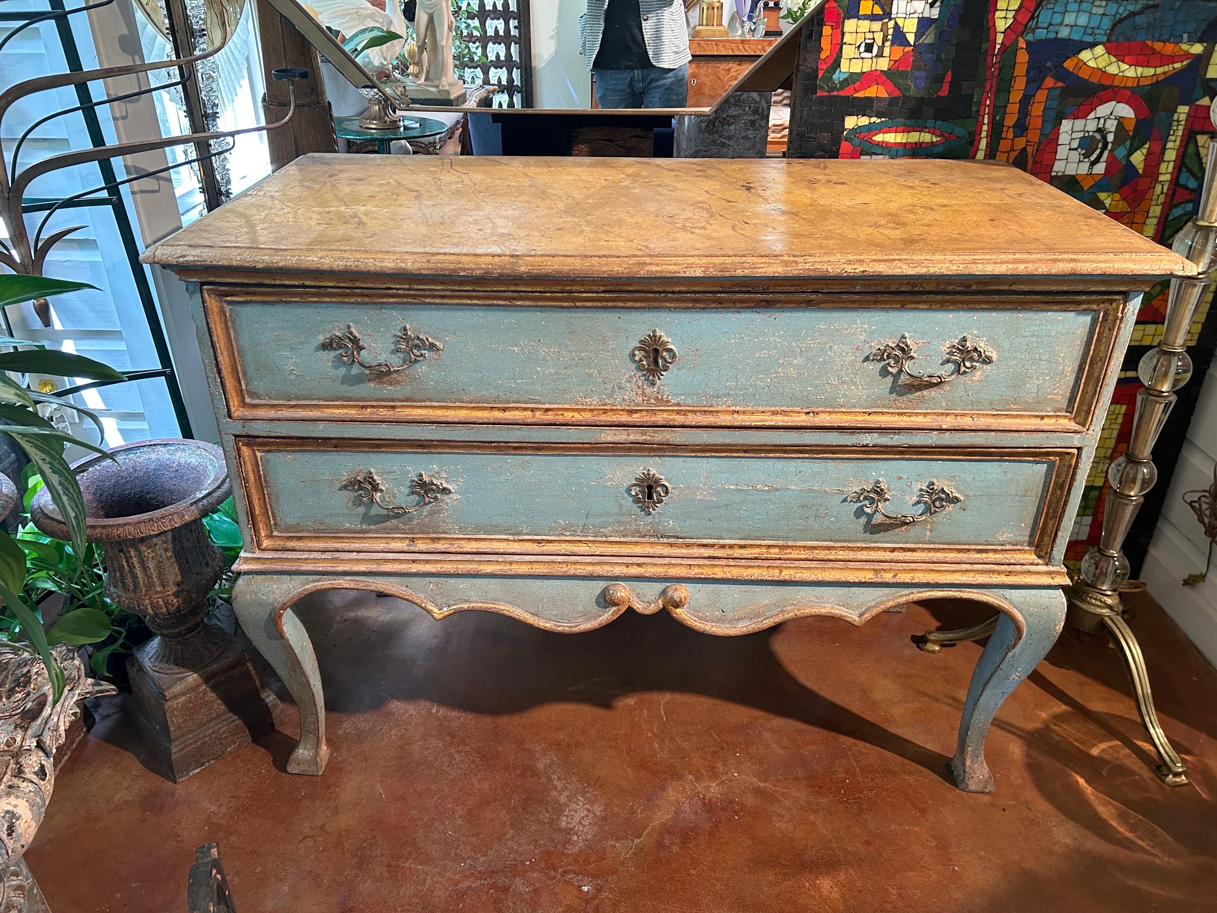 Baroque 18th Century Italian Painted Chest Or Commode For Sale