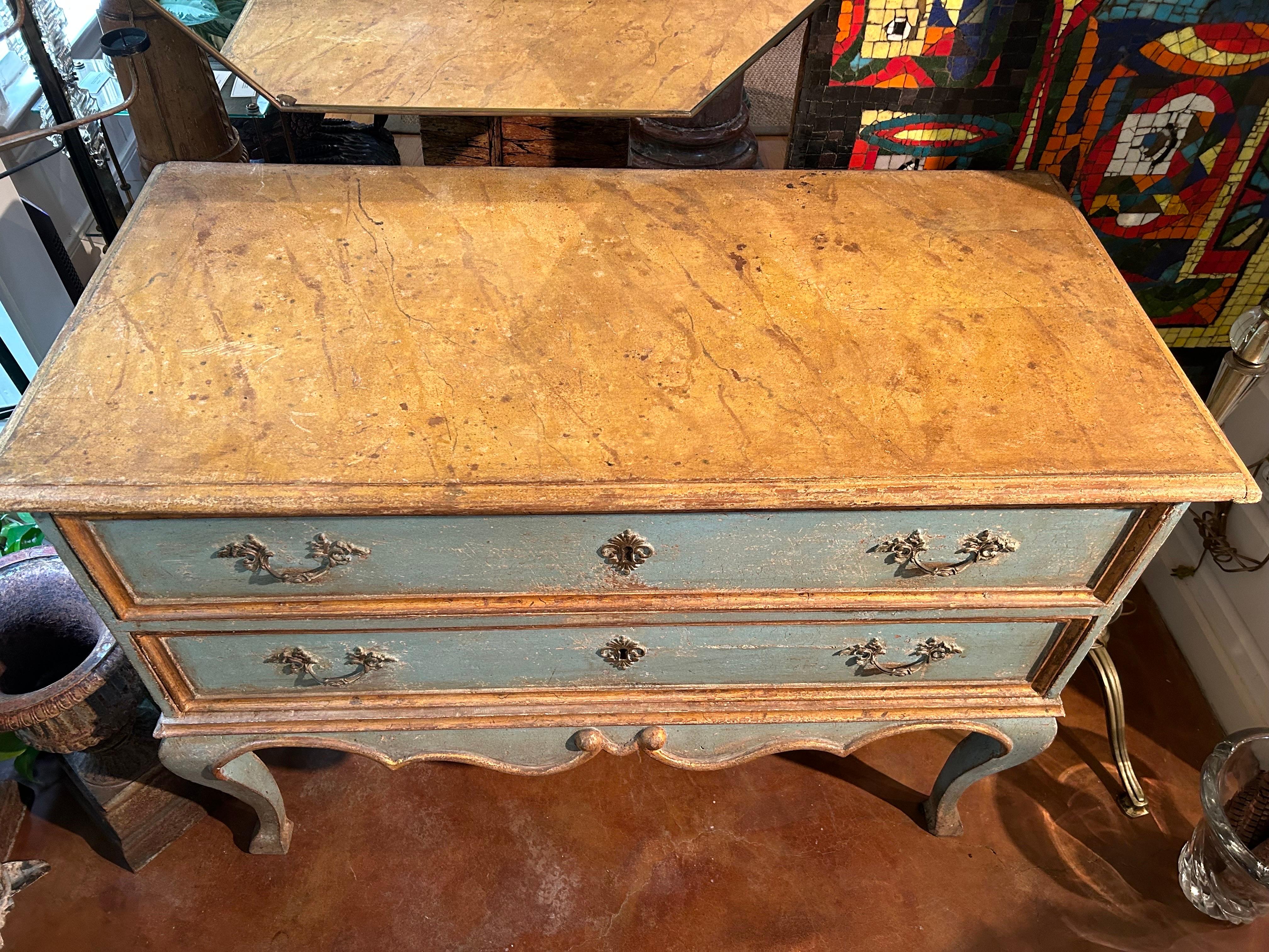 Wood 18th Century Italian Painted Chest Or Commode For Sale
