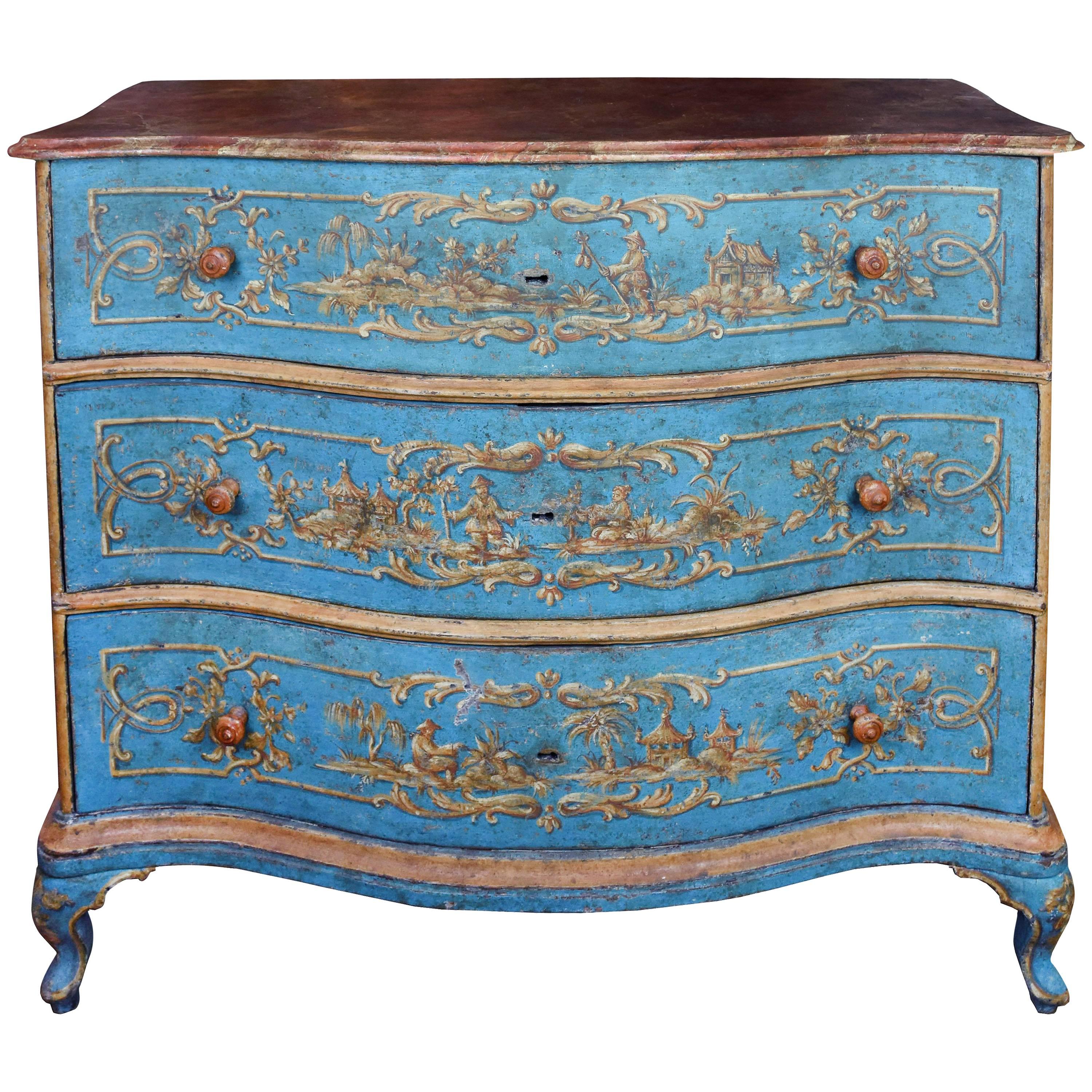 18th Century Italian Painted Chinoiserie Commode