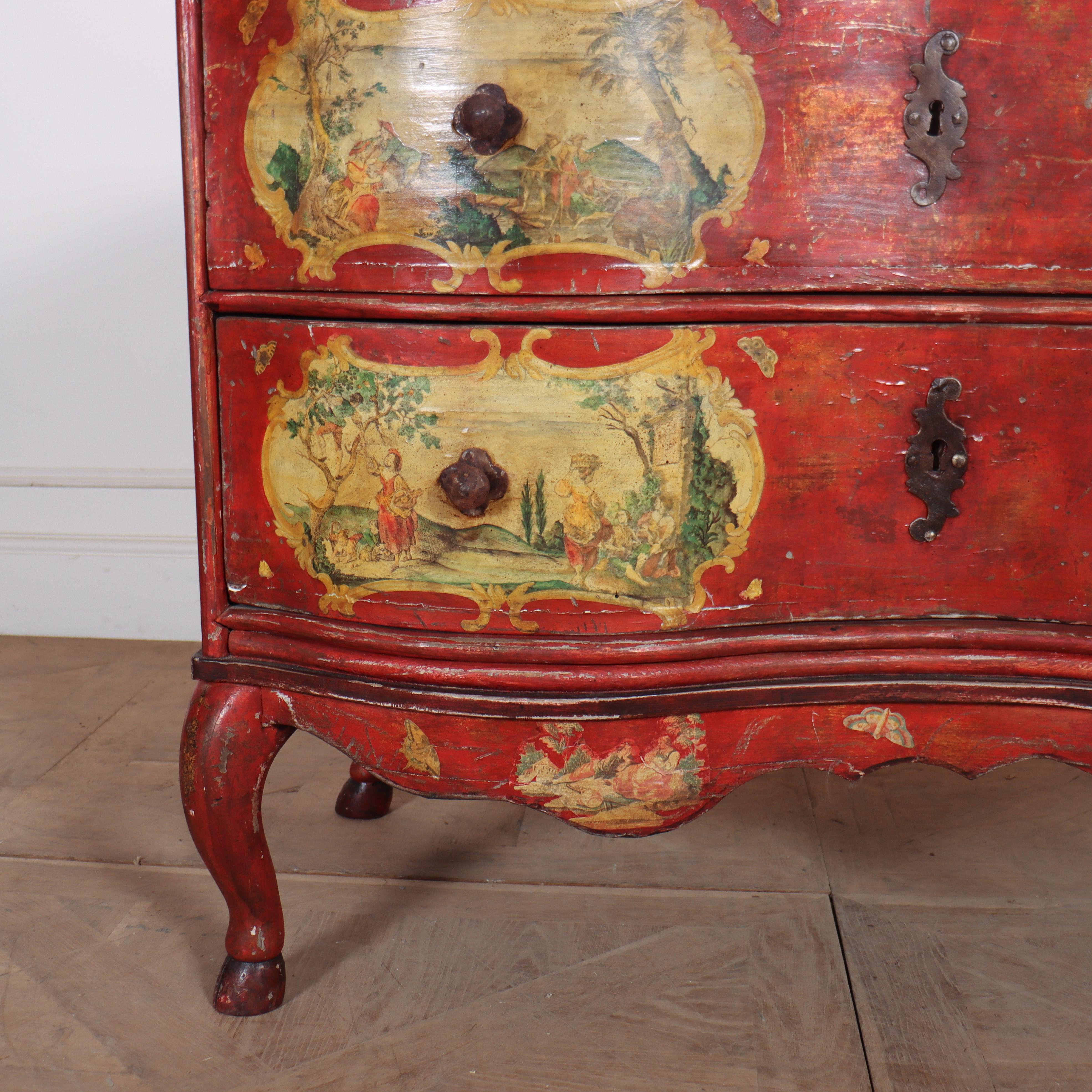 Very good 18th C Italian serpentine front two drawer commode with original polychrome painted decoration. 1770.

Reference: 7980

Dimensions
47.5 inches (121 cms) Wide
23.5 inches (60 cms) Deep
33.5 inches (85 cms) High