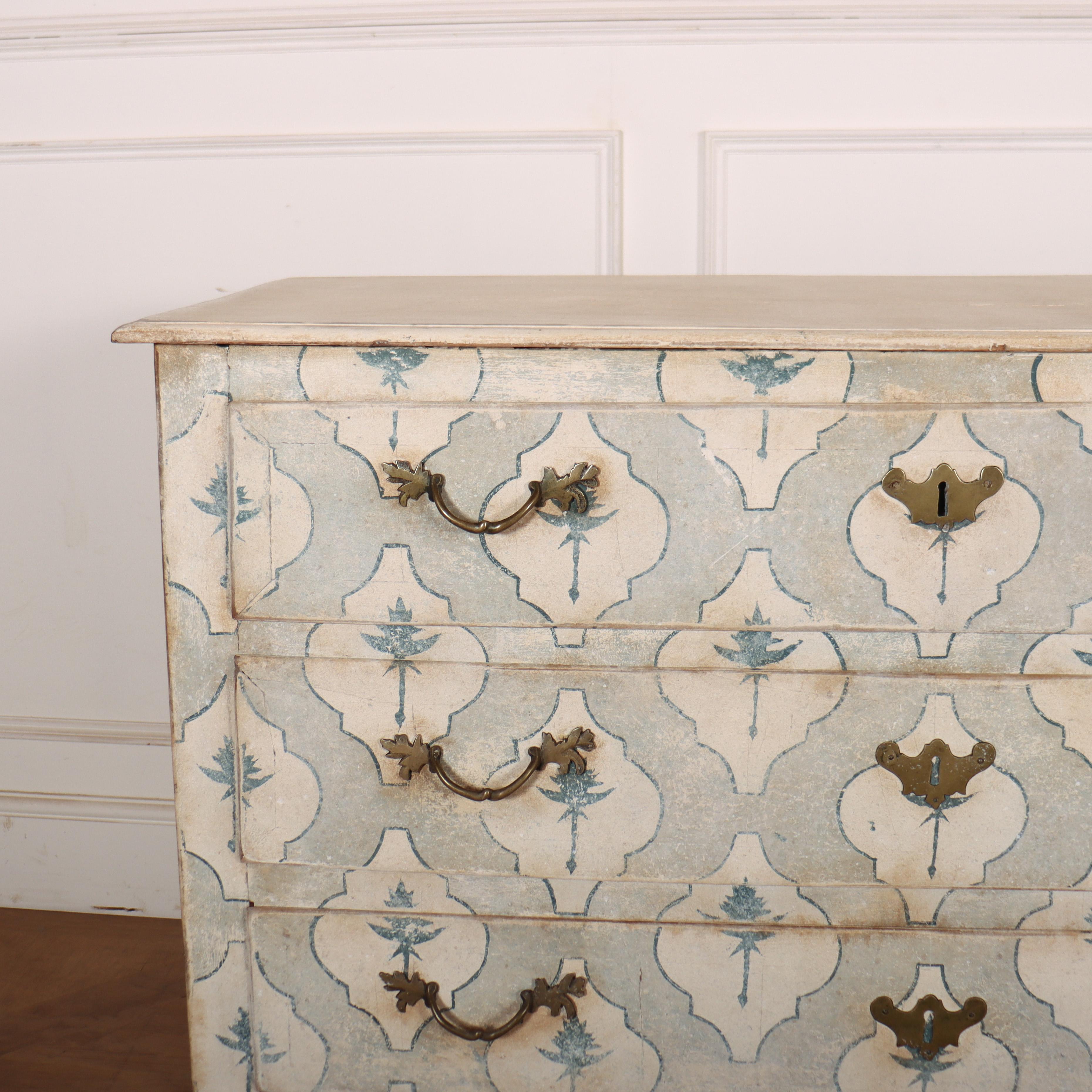 Good decorated 18th C Italian three drawer painted pine commode. 1790.

Reference: 8389

Dimensions
46.5 inches (118 cms) Wide
22 inches (56 cms) Deep
36 inches (91 cms) High