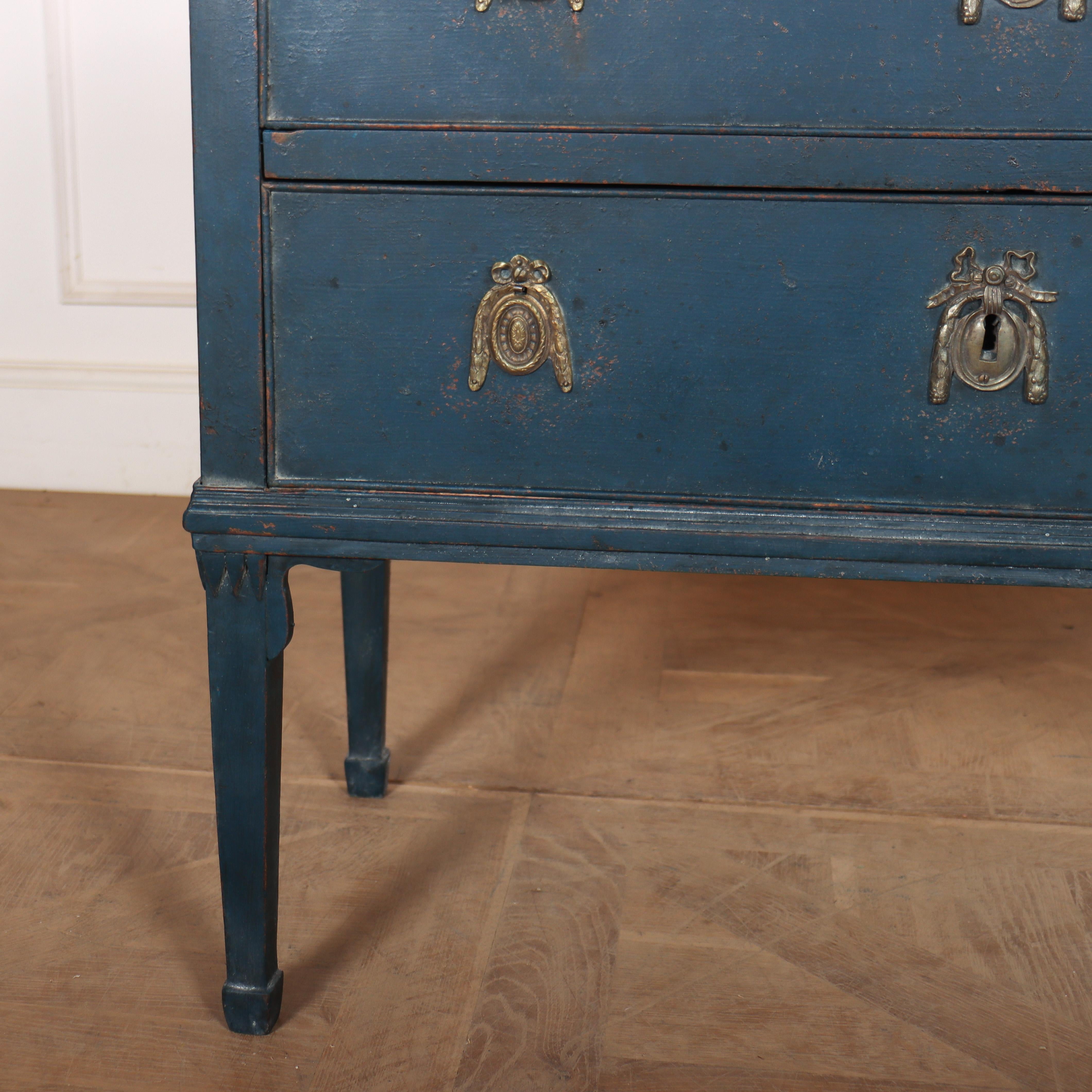 Pretty 18th century Italian painted pine two drawer commode. 1790.

Code: 8542

Dimensions:
W: 35.5