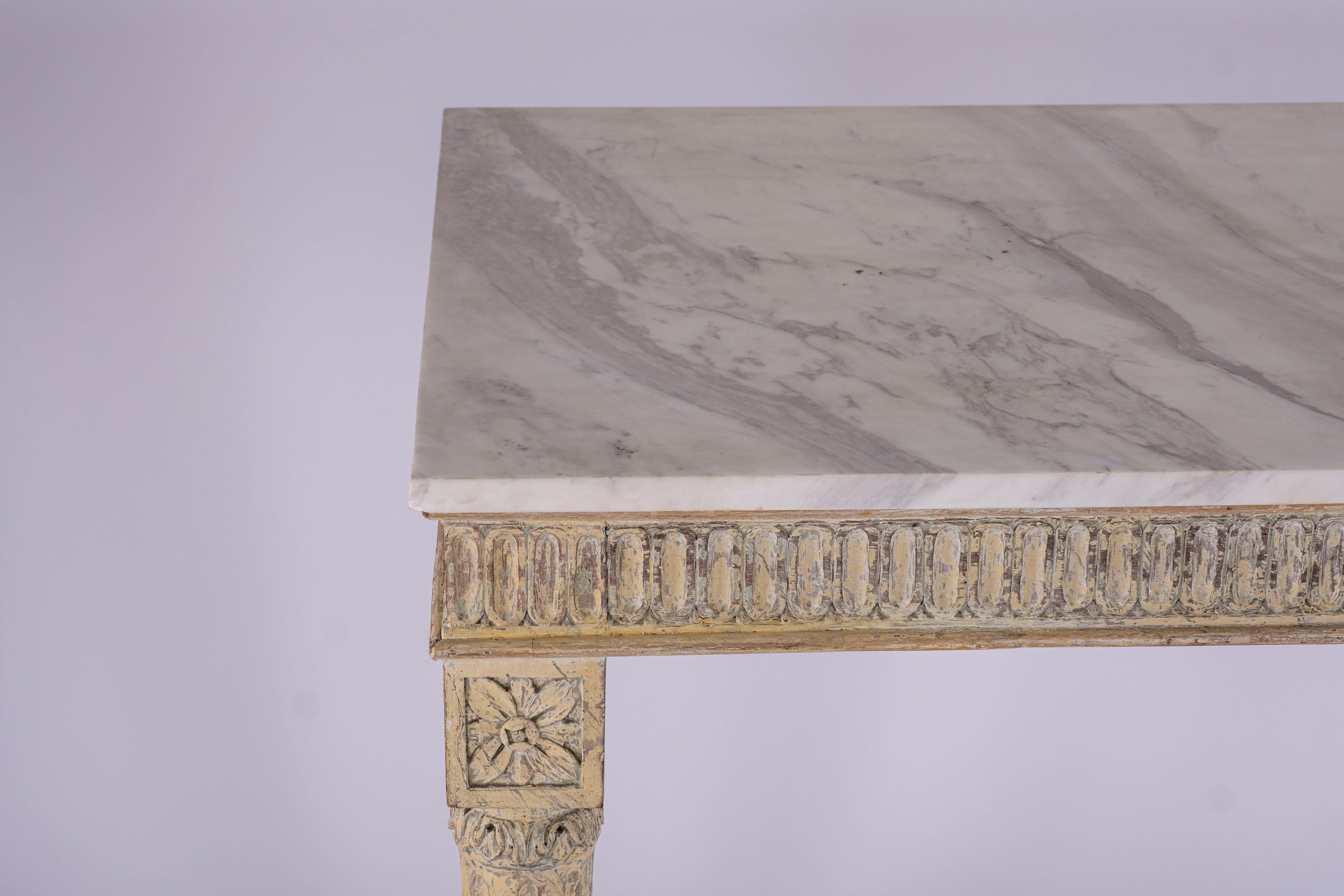 Marble 18th Century Italian Painted Console Table For Sale