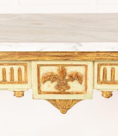 18th Century Italian Painted Console Table with Marble Top